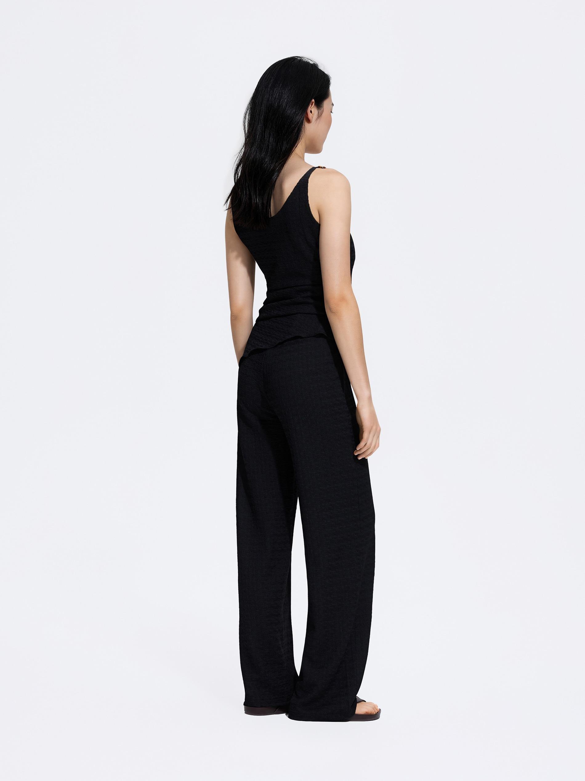 Black Structural Fabric Trousers, Black, medium