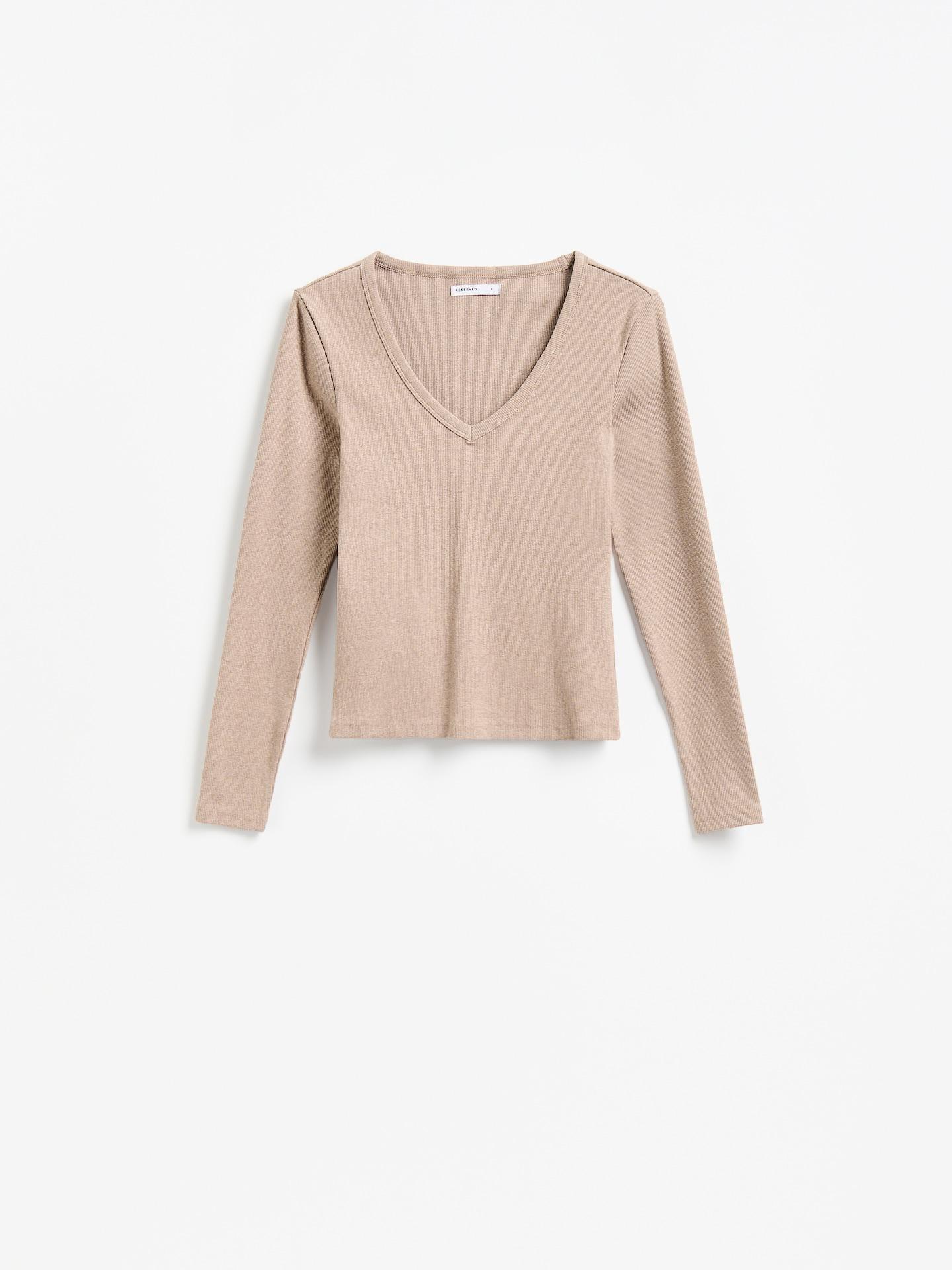 Beige Cotton Rich Long Sleeve T-Shirt, Beige, large image number 3