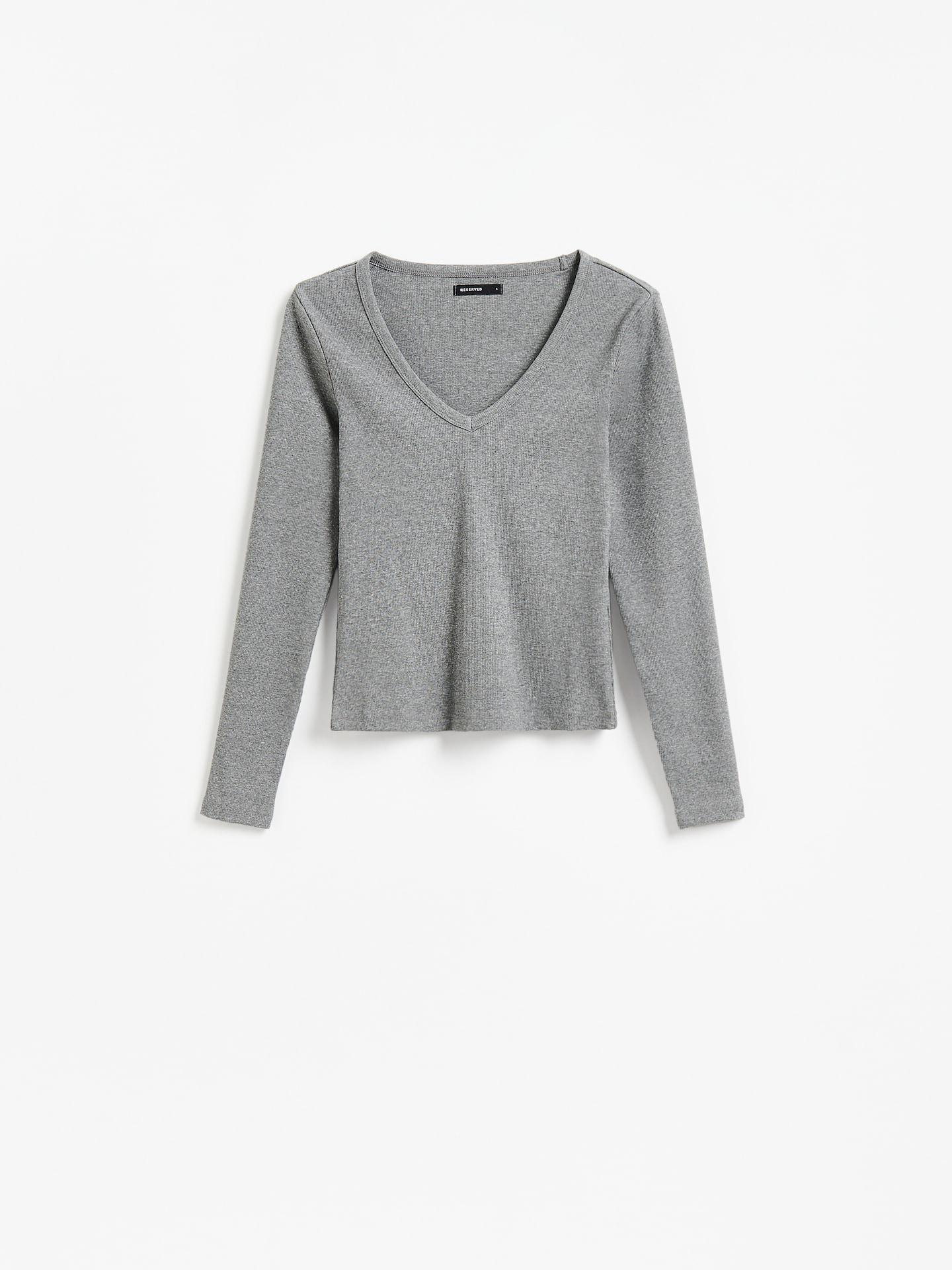 Grey Cotton Rich Long Sleeve T-Shirt, Light grey, large image number 3