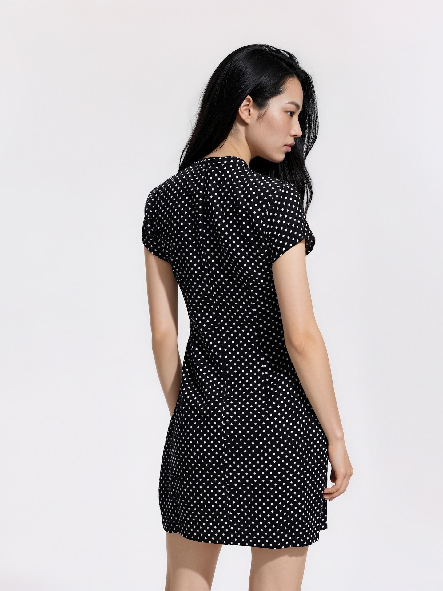 Black Mini Dress With Polka Dots, Black, large image number 3