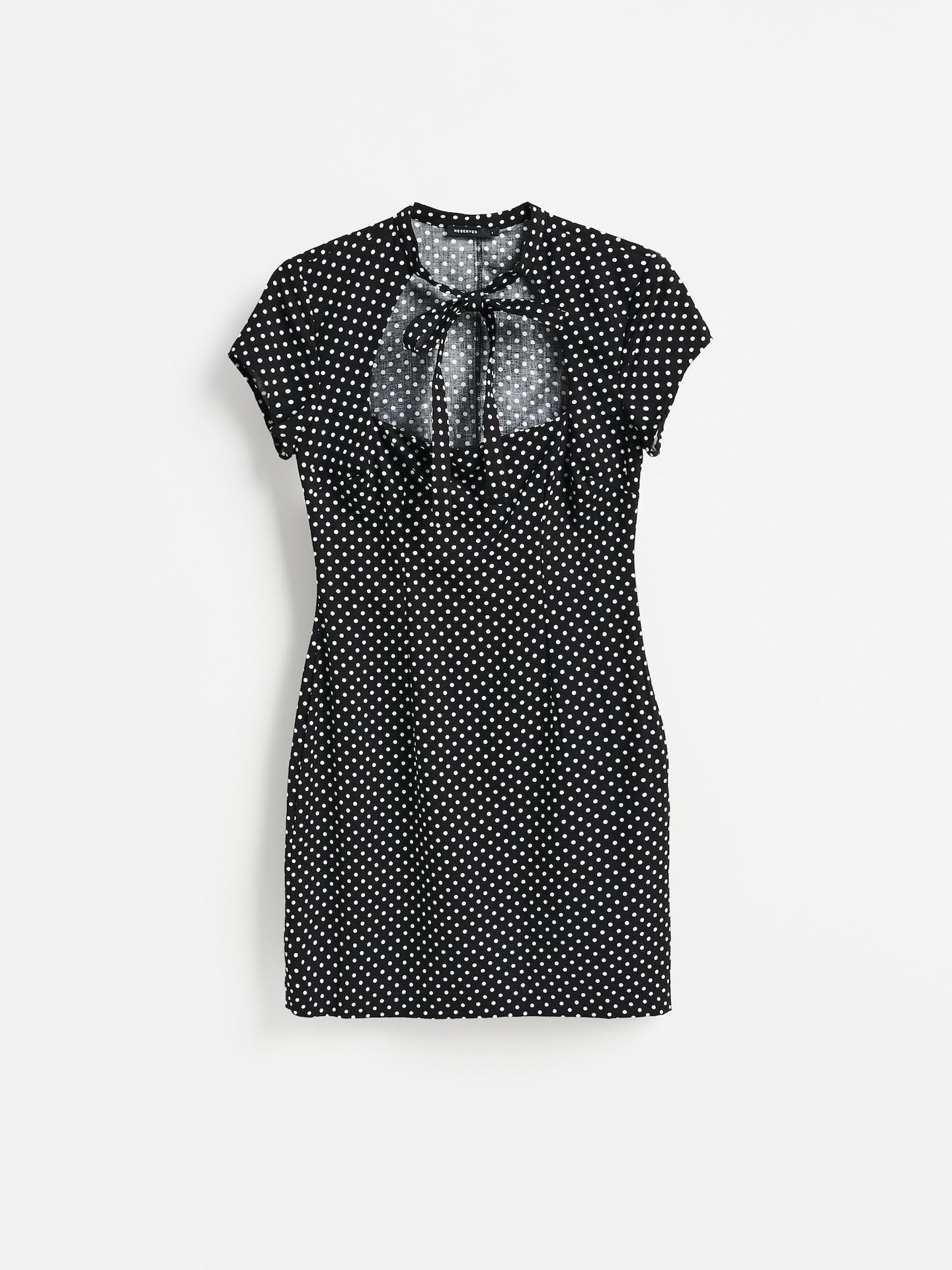 Black Mini Dress With Polka Dots, Black, large image number 5