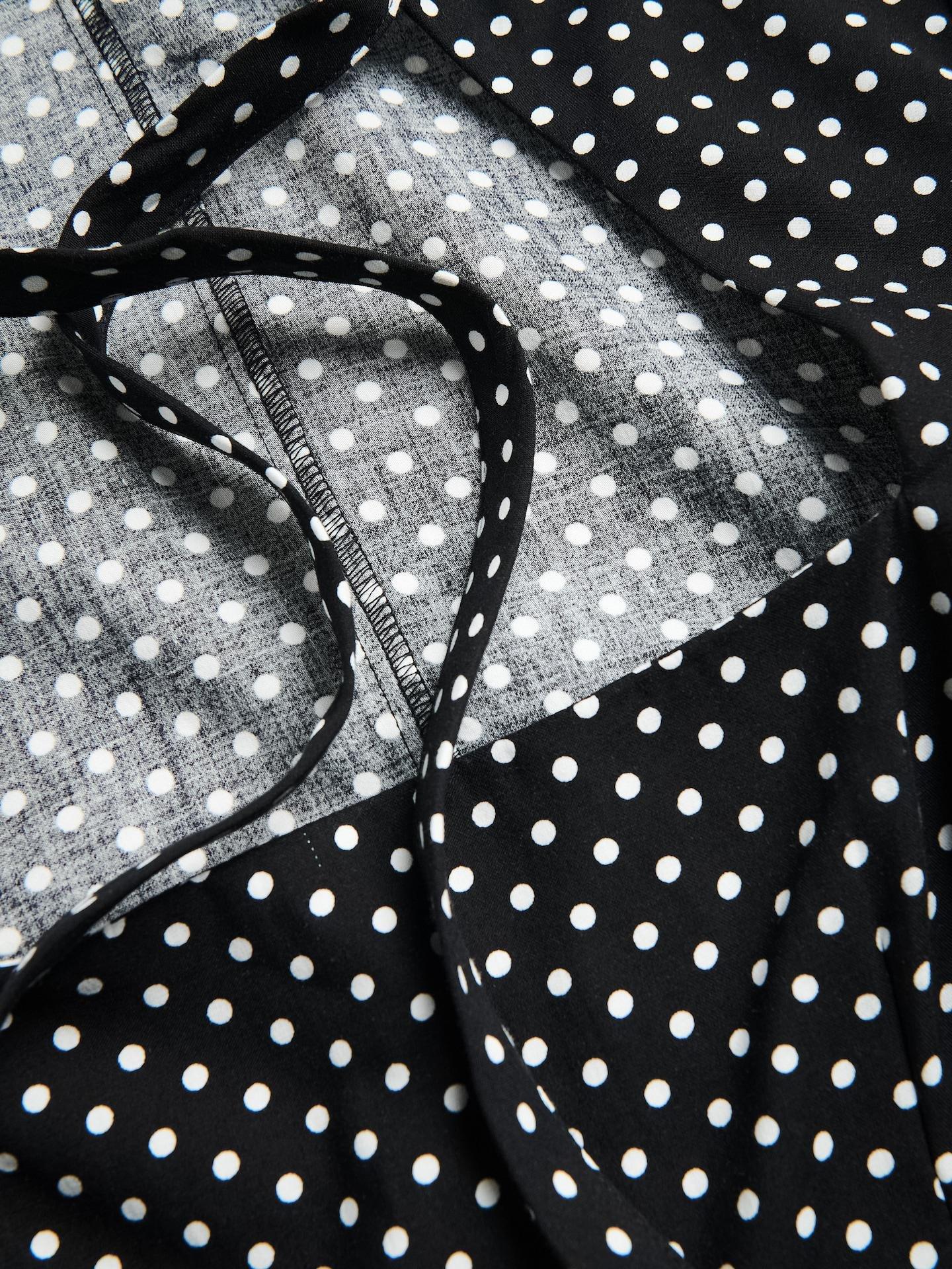 Black Mini Dress With Polka Dots, Black, large image number 6