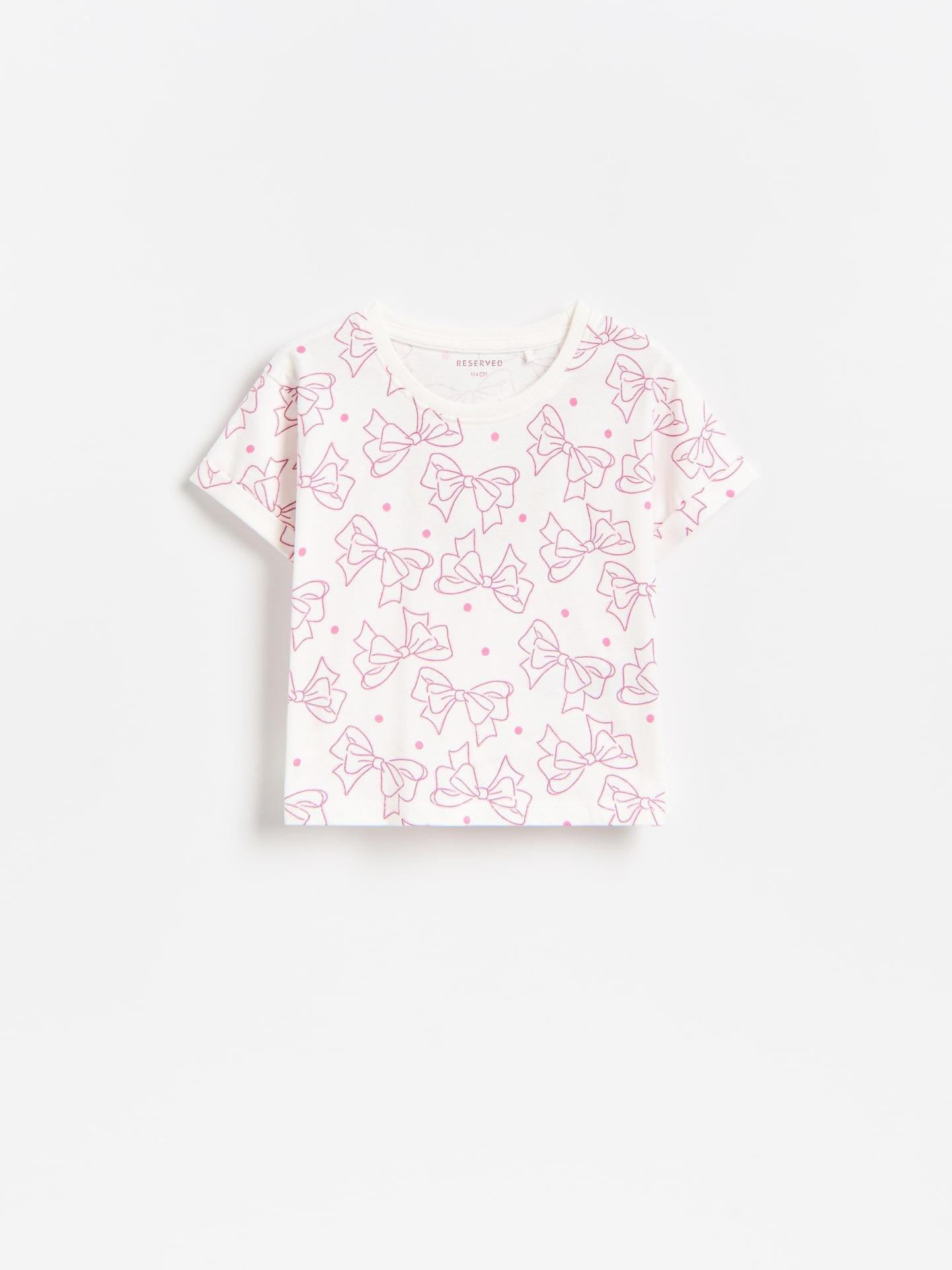 Cream Patterned Cotton T-Shirt, Ivory, large image number 0