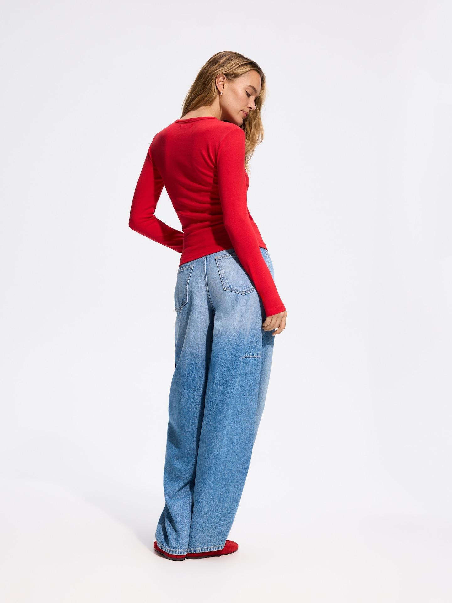 Red Modal Rich Long Sleeve T-Shirt, Red, large image number 3