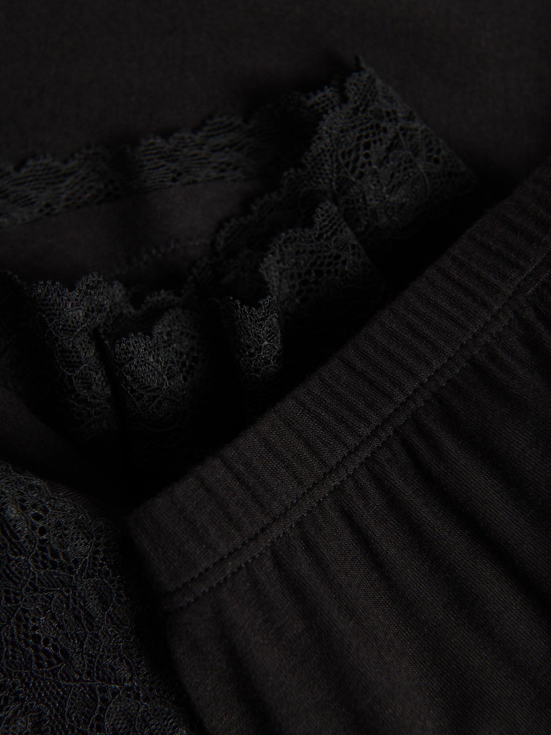 Black Two Piece Pyjama Set With Lace Details, Black, large image number 4