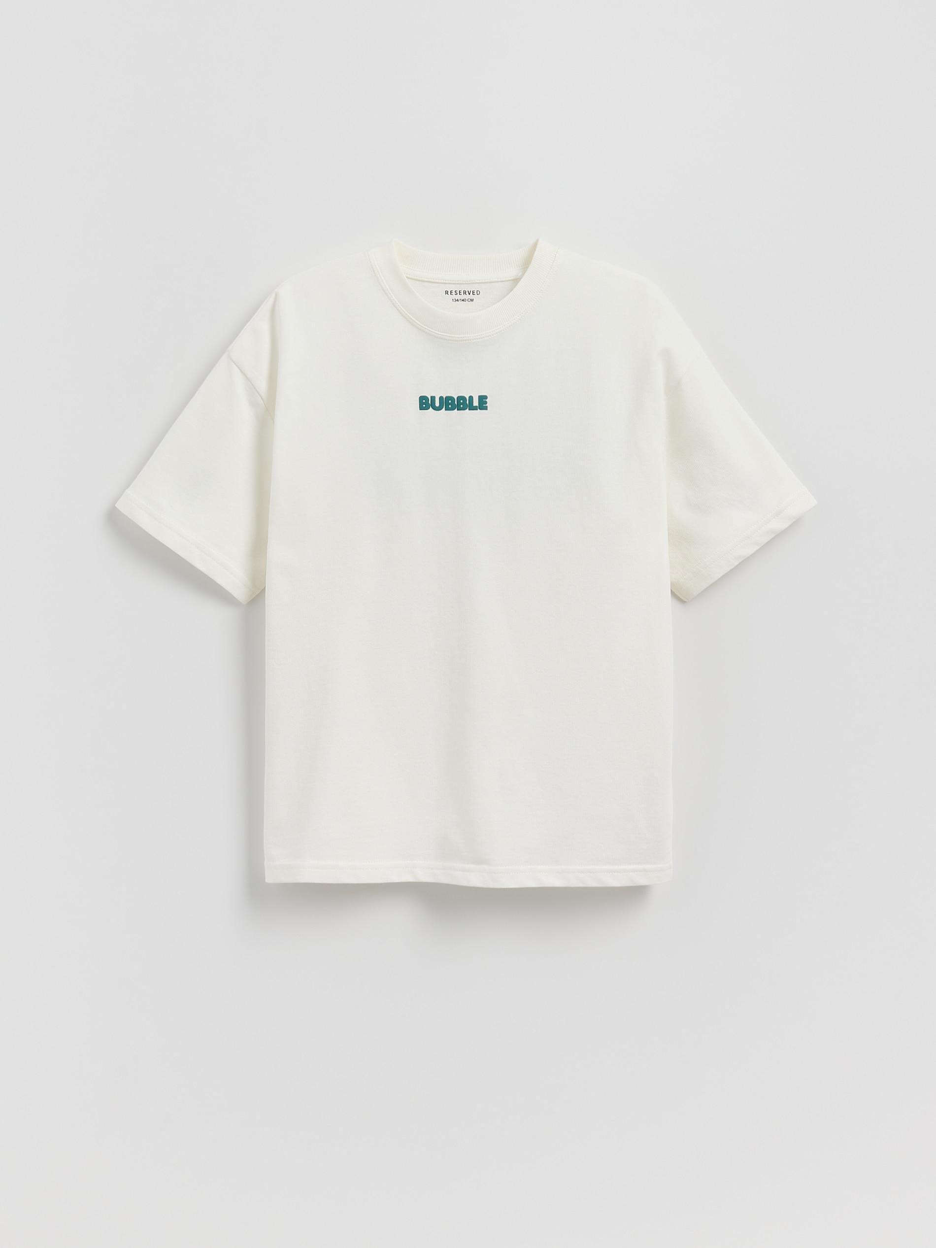 Cream Cotton T-Shirt With Print, , large image number 1