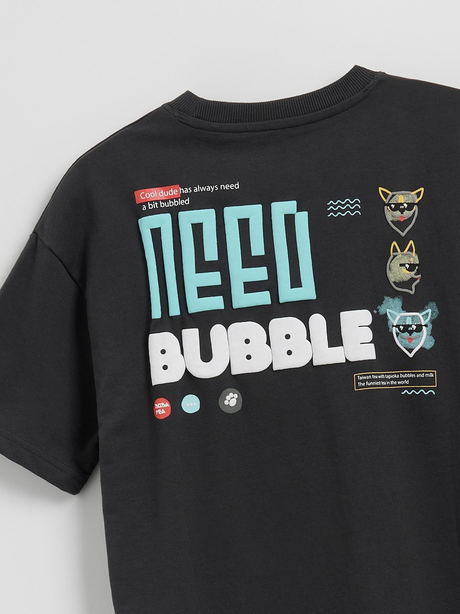 Grey Cotton T-Shirt With Print, , large image number 1