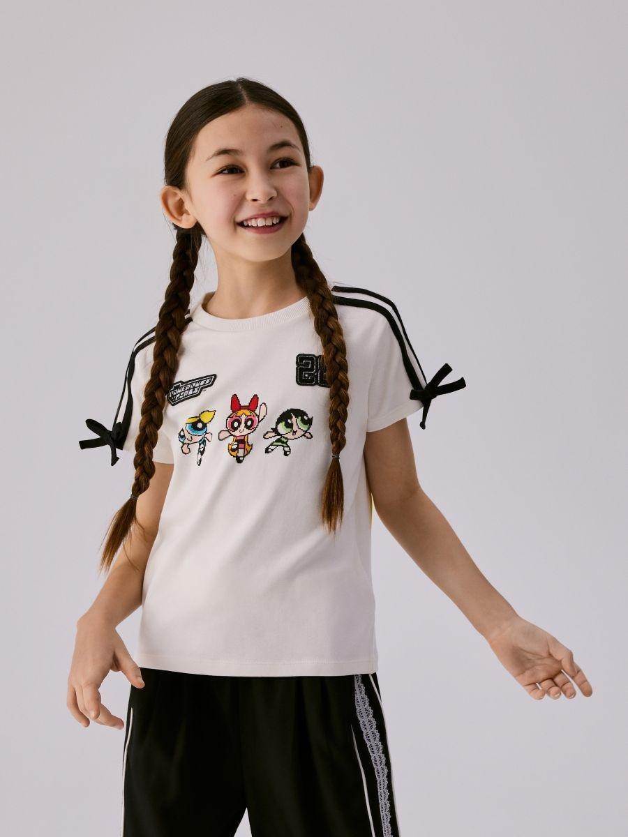 Cream T-Shirt With Powerpuff Girls Print, Ivory, large image number 0