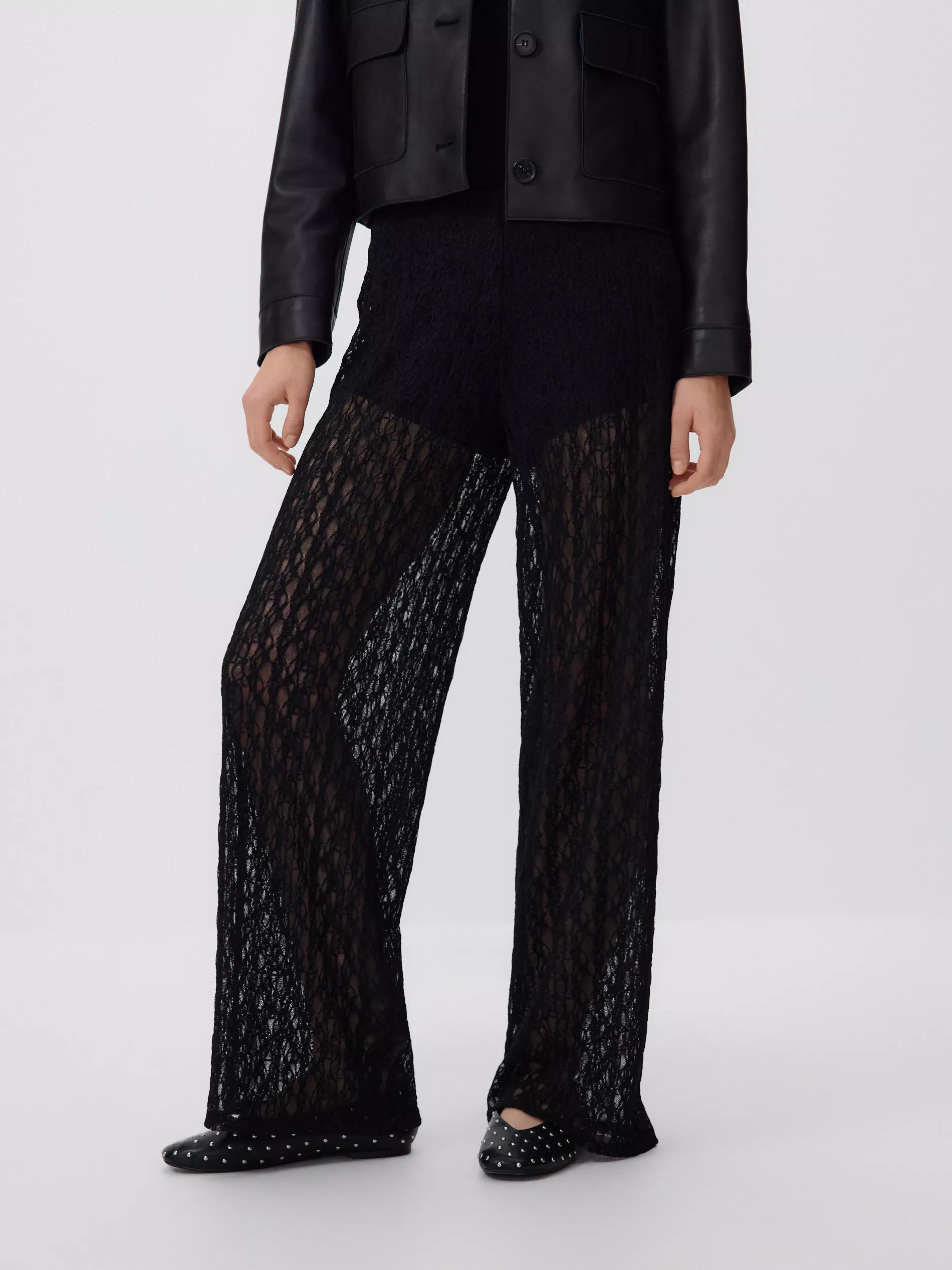 Black Lace Pants, Black, medium