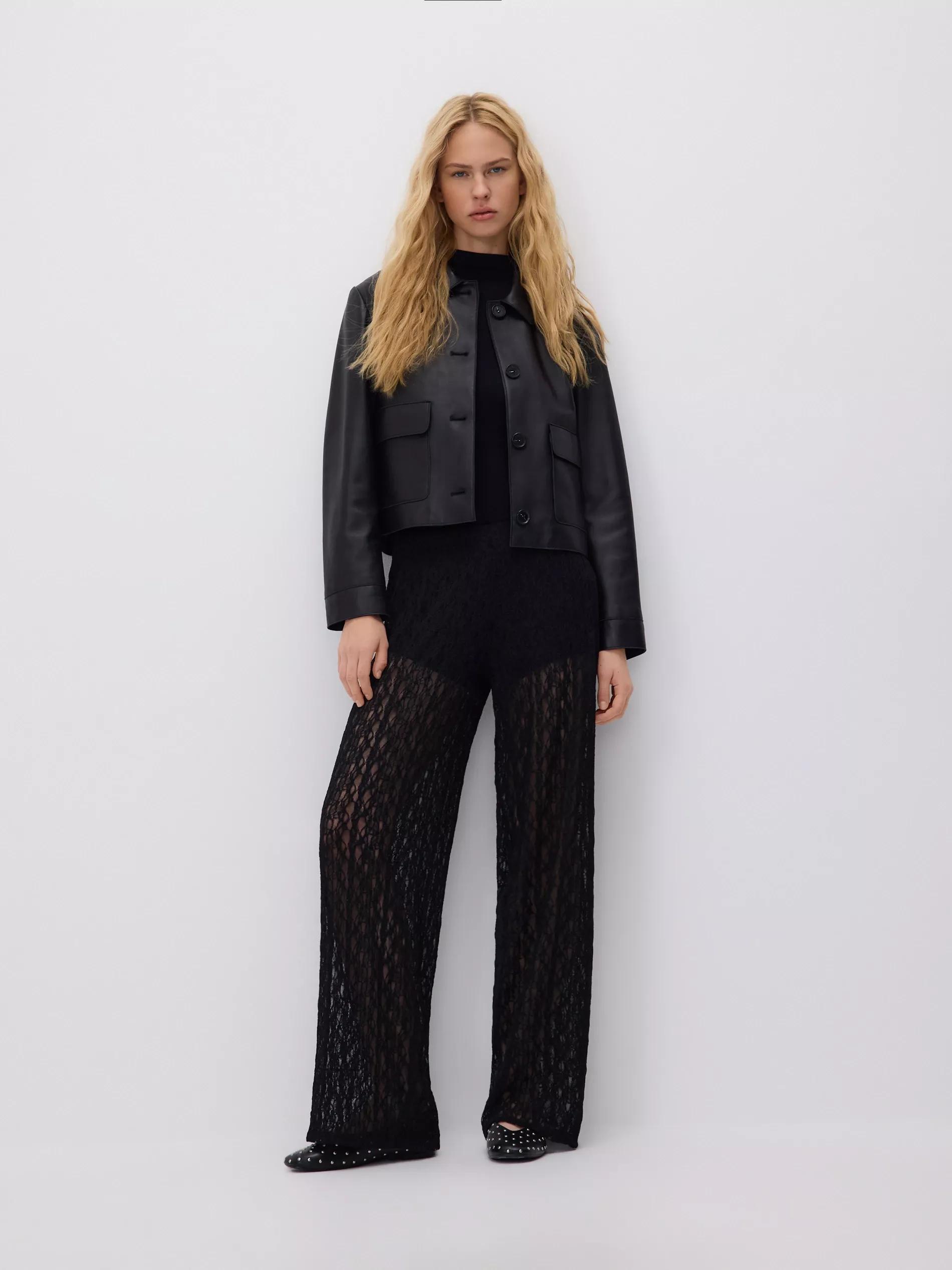 Black Lace Pants, Black, large image number 1
