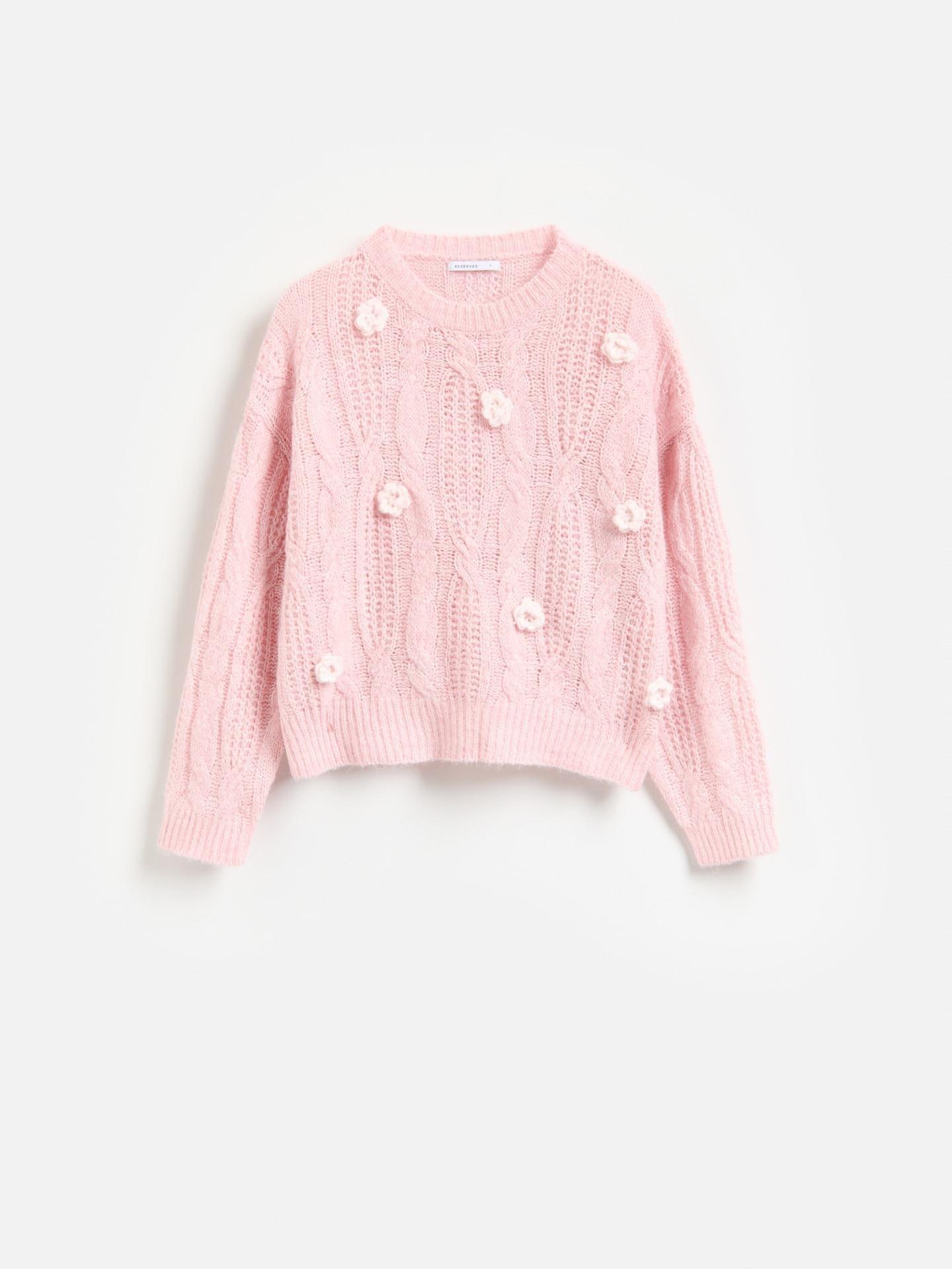Pink Jumper With Floral Applique, Pink, medium