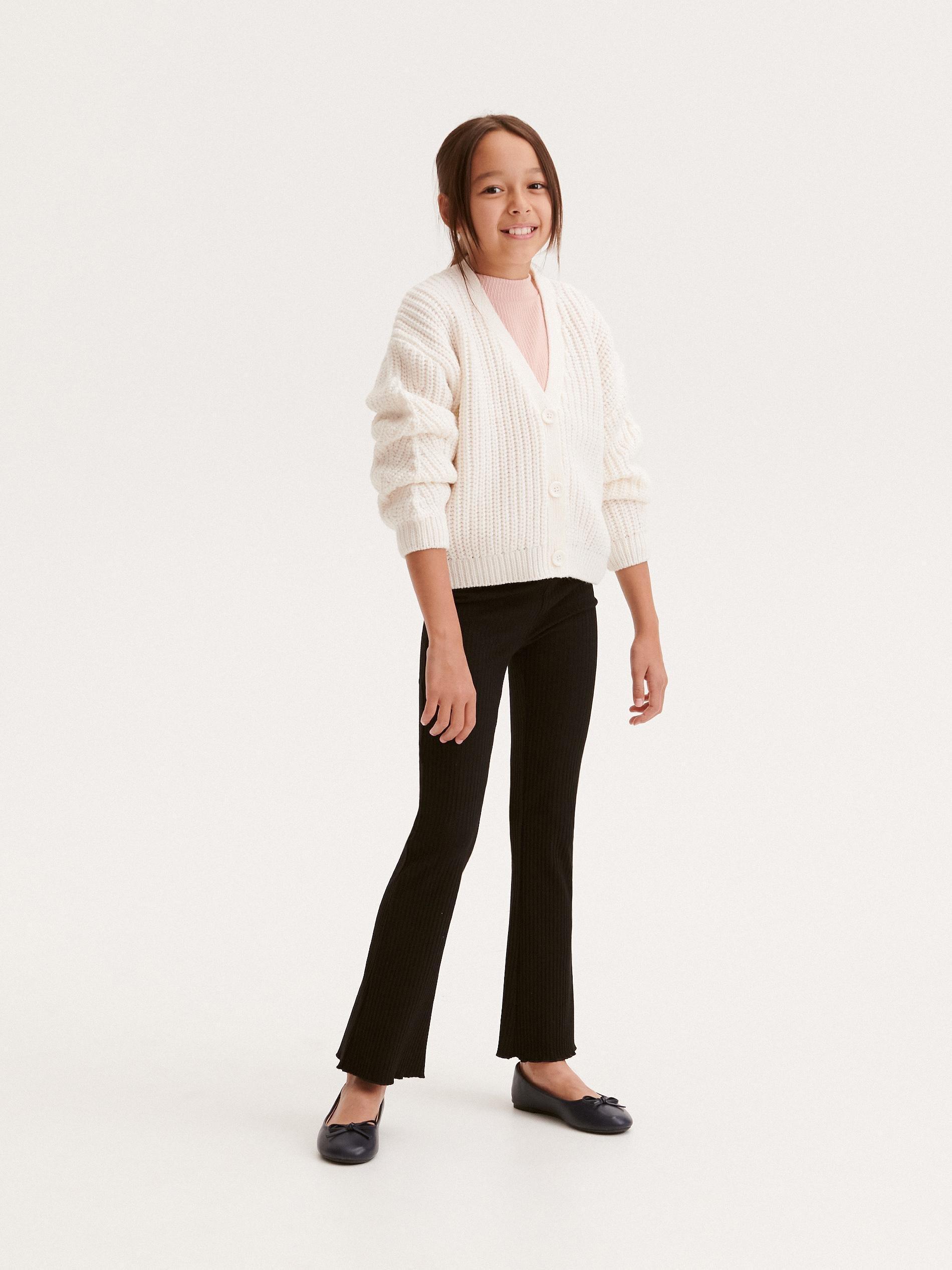 Black Cotton Rich Flare Trousers, Black, large image number 0