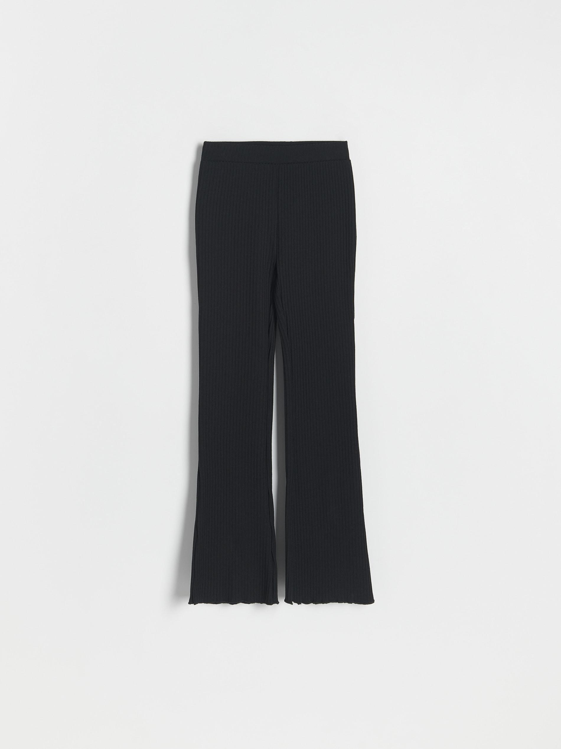 Black Cotton Rich Flare Trousers, Black, large image number 2