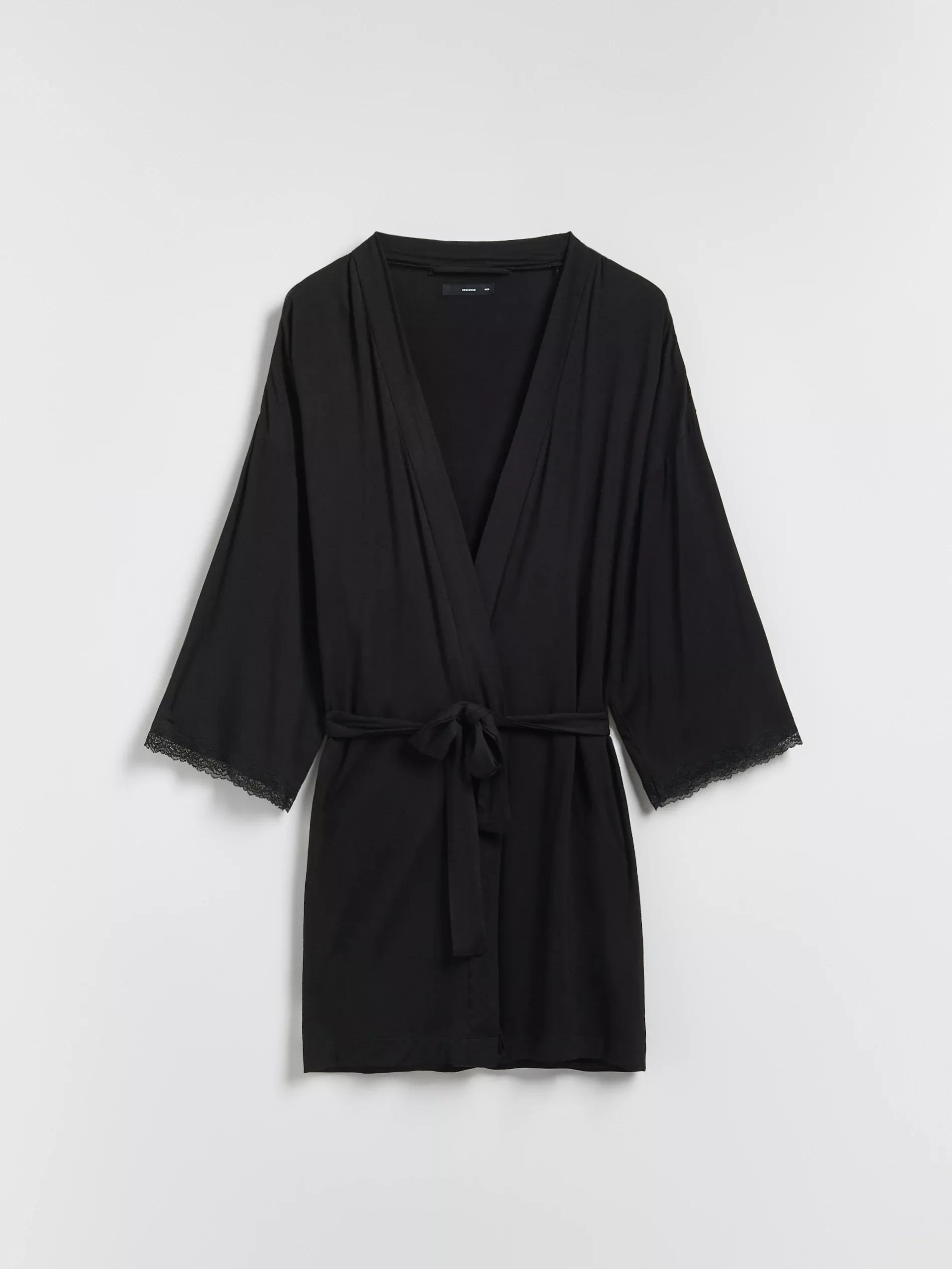 Black Robe With Lace, Black, large image number 5