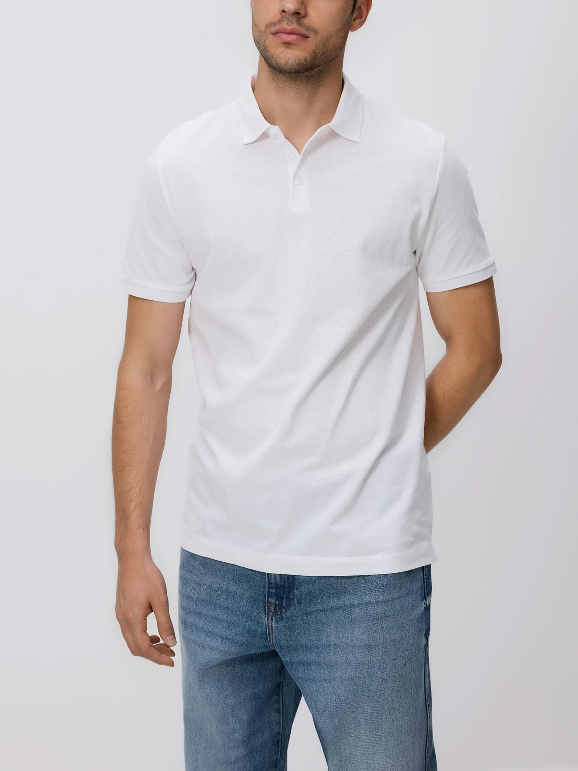 White Regular Fit Polo Shirt, White, medium