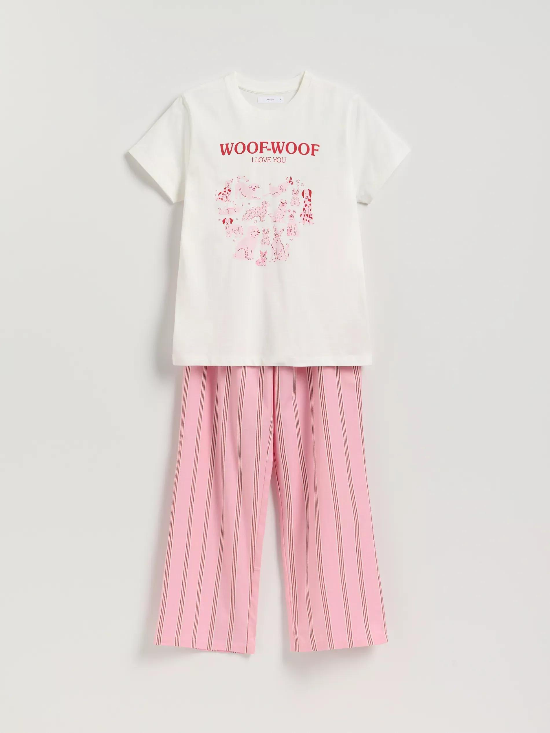 Pink Two Piece Cotton Pyjama Set, Pink, large image number 0