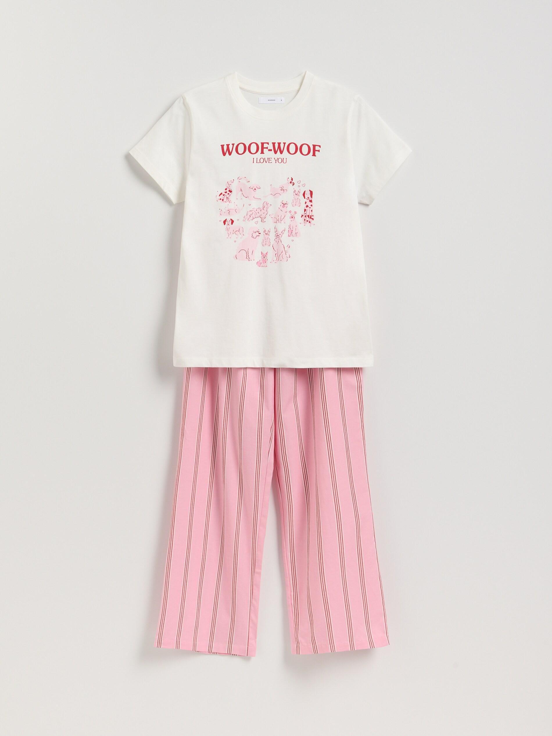 Pink Two Piece Cotton Pyjama Set, Pink, large image number 0