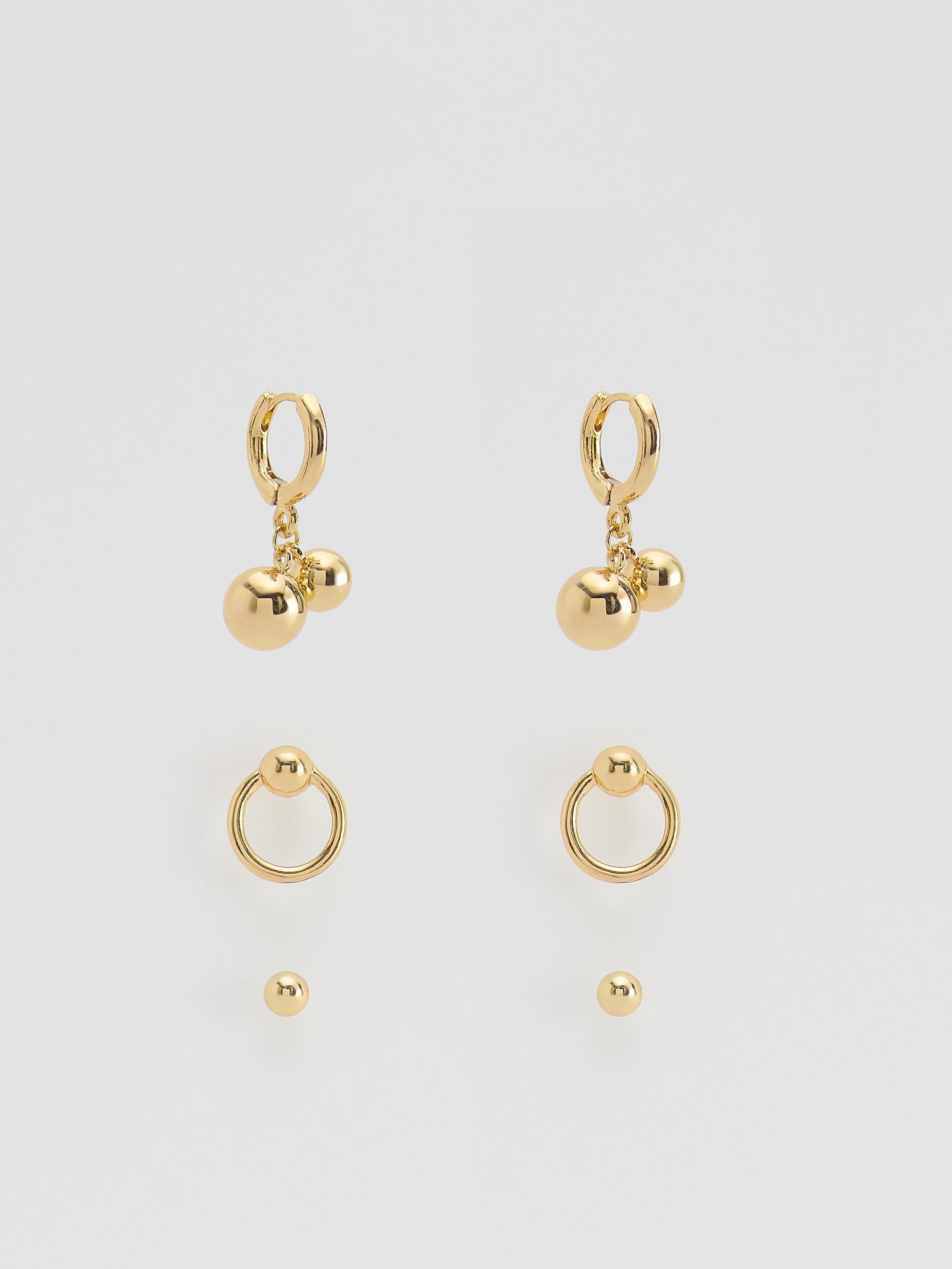 Gold Earrings Set With Pendants, Golden, medium