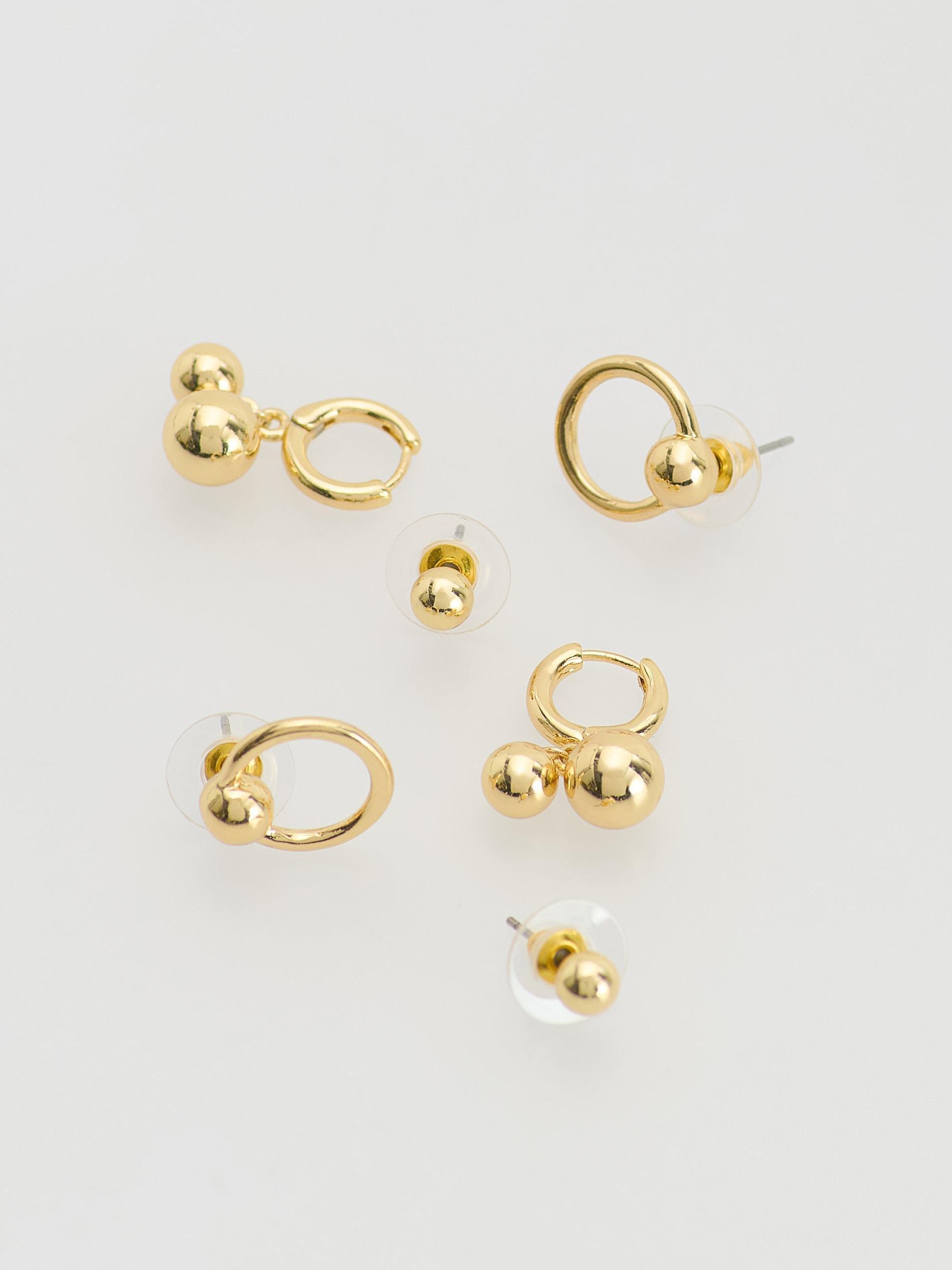 Gold Earrings Set With Pendants, Golden, medium