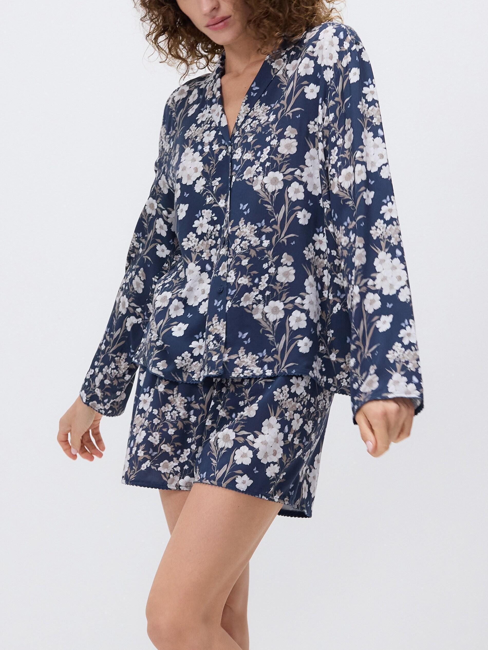 NAVY Two piece viscose pyjama set, Navy, medium