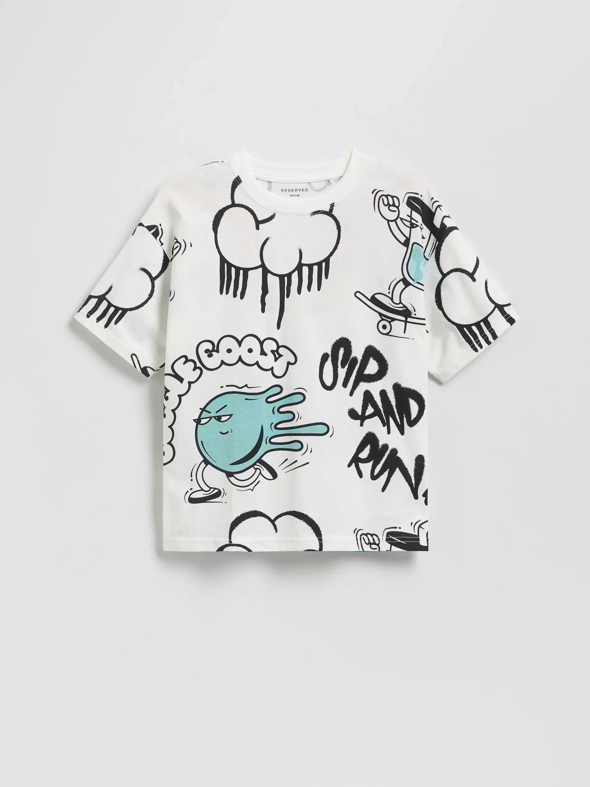 CREAM T-shirt with print, , medium