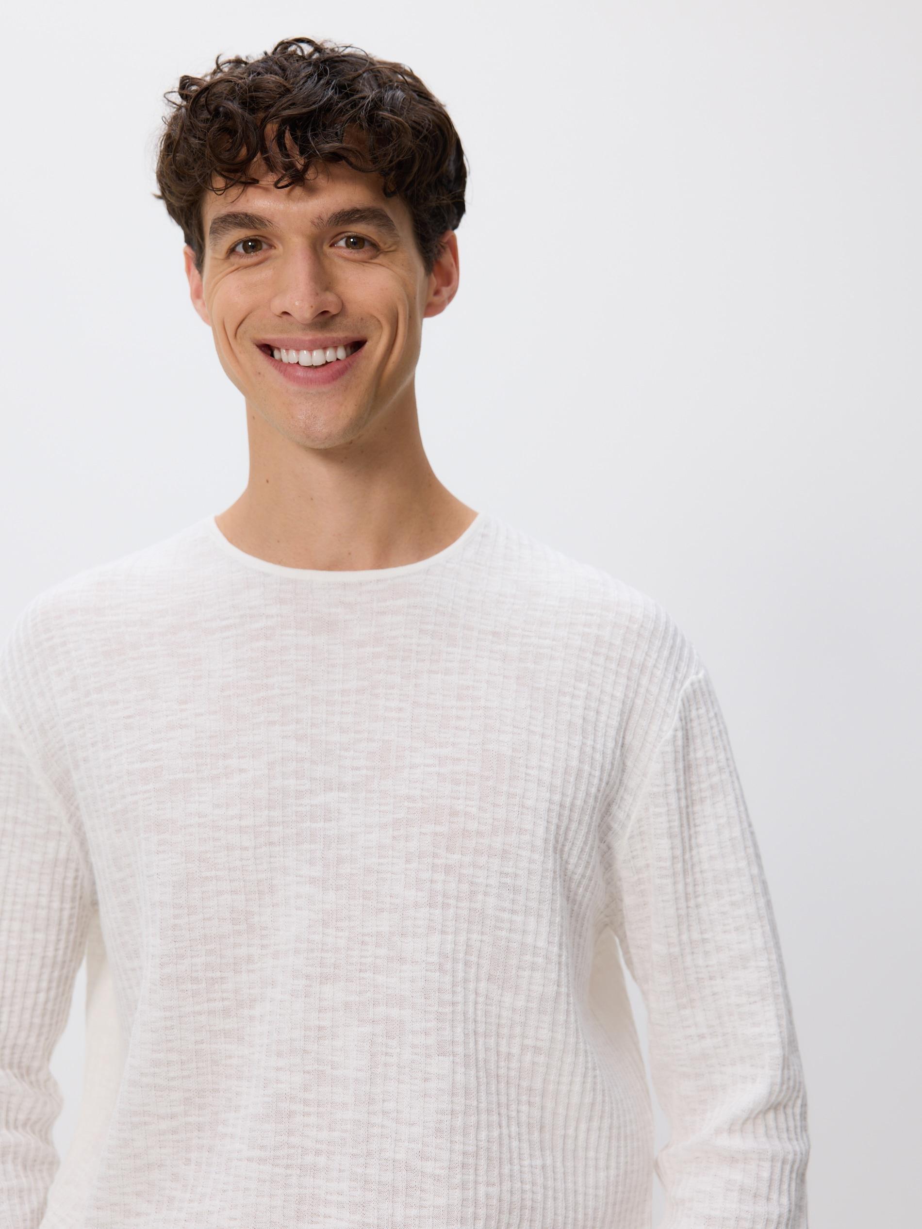 White Jumper In Textured Knit, White, medium