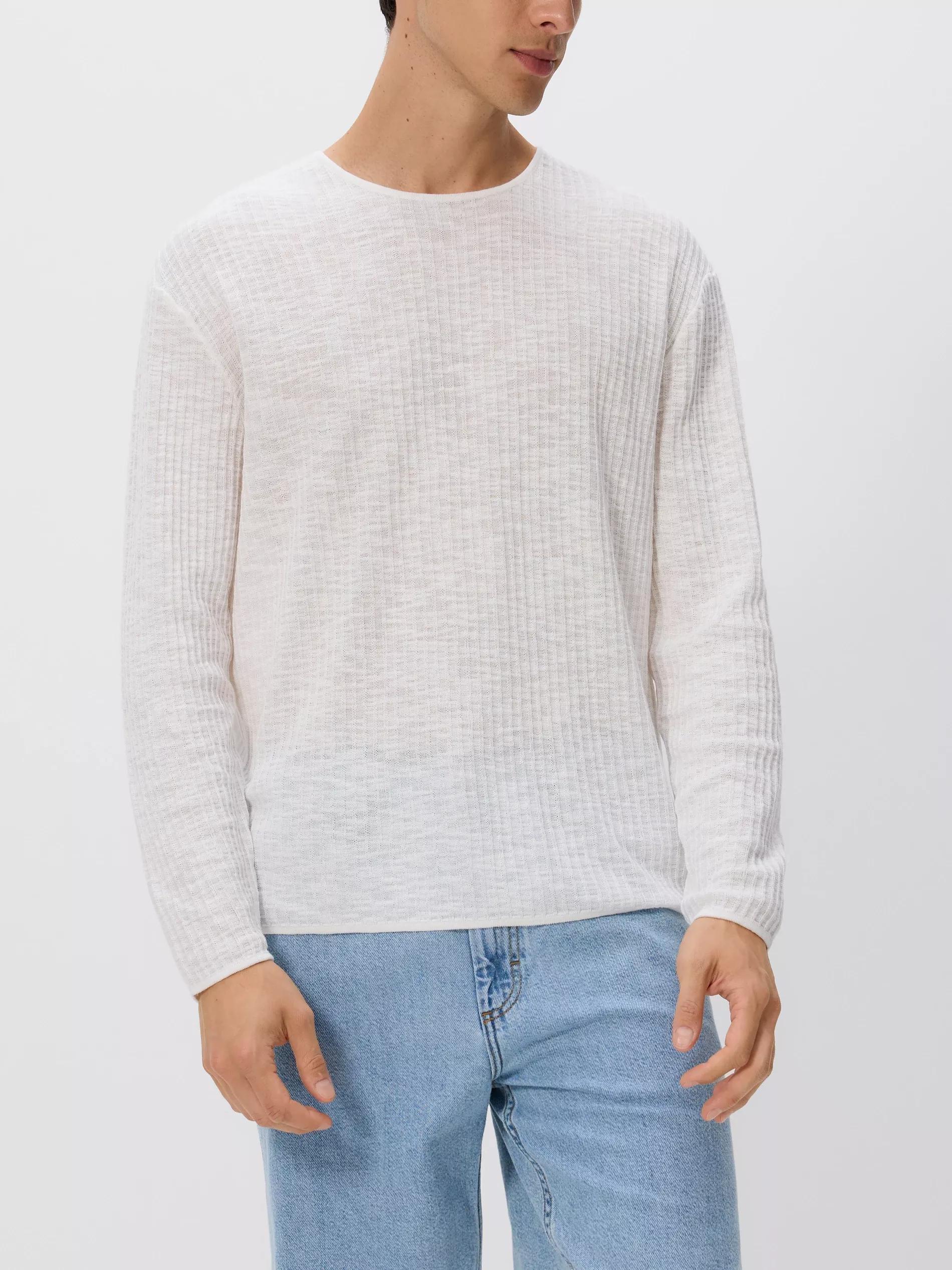 White Jumper In Textured Knit, White, medium