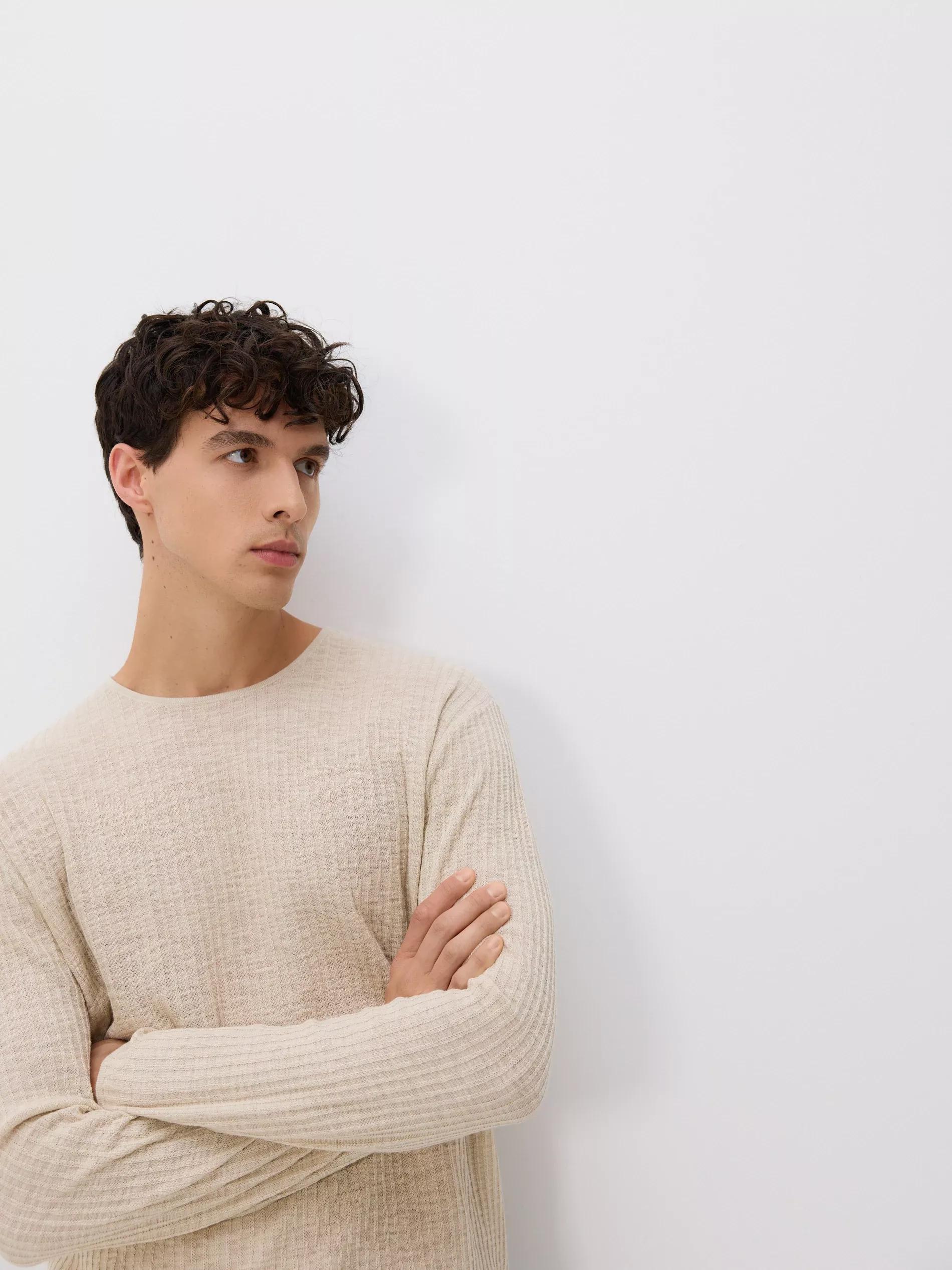 Beige Jumper In Textured Knit, Beige, large image number 1