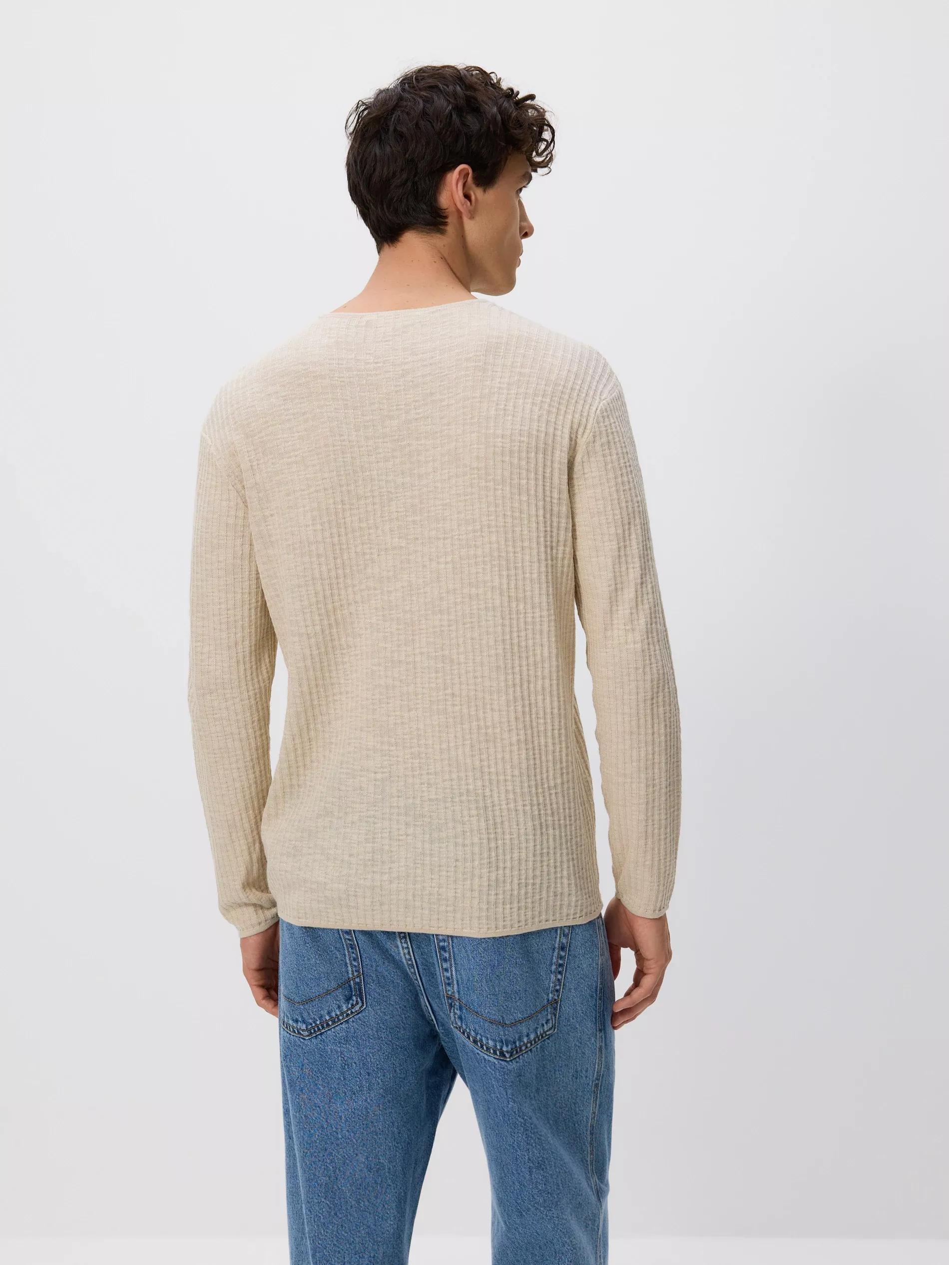 Beige Jumper In Textured Knit, Beige, large image number 3
