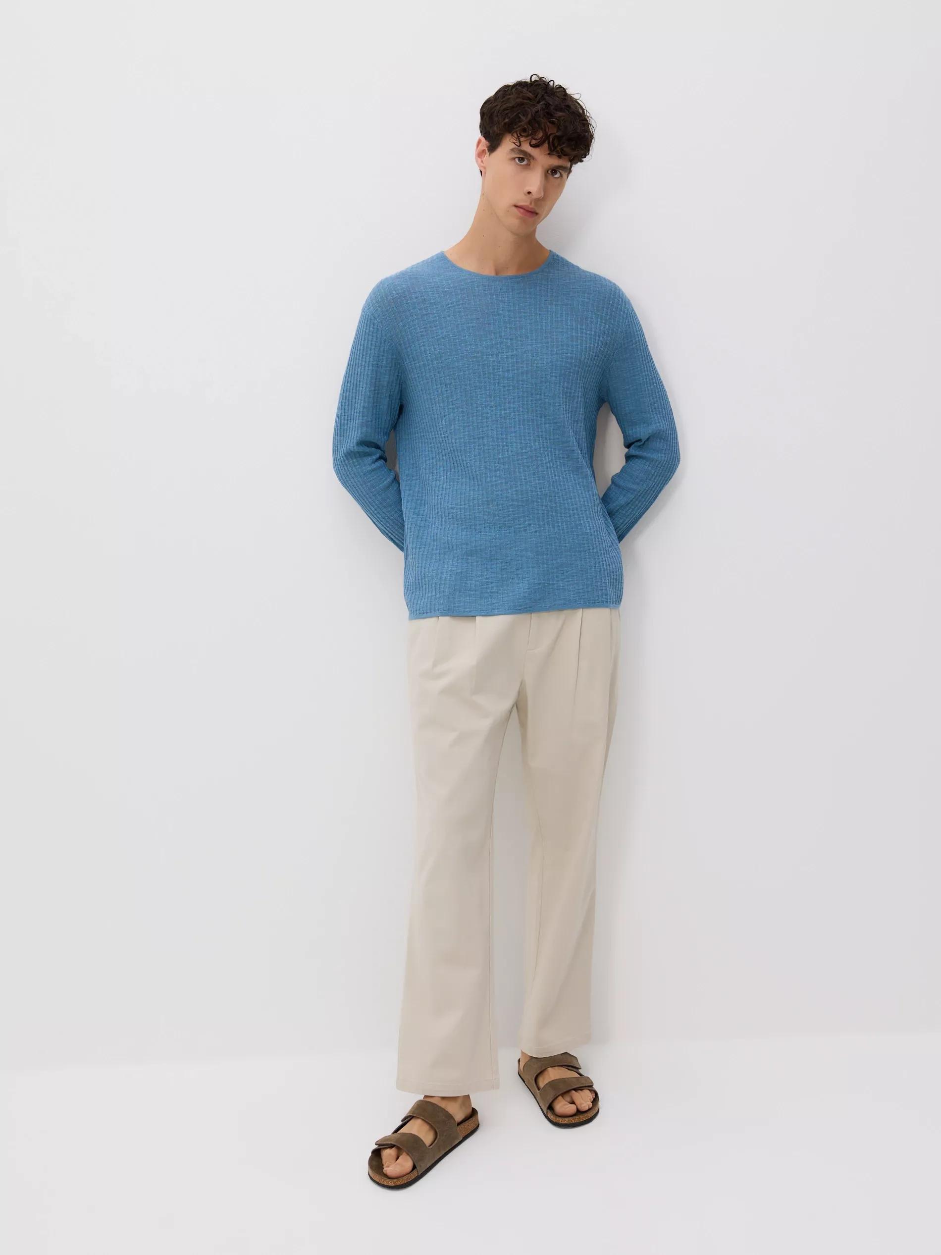 Blue Jumper In Textured Knit, Blue, medium