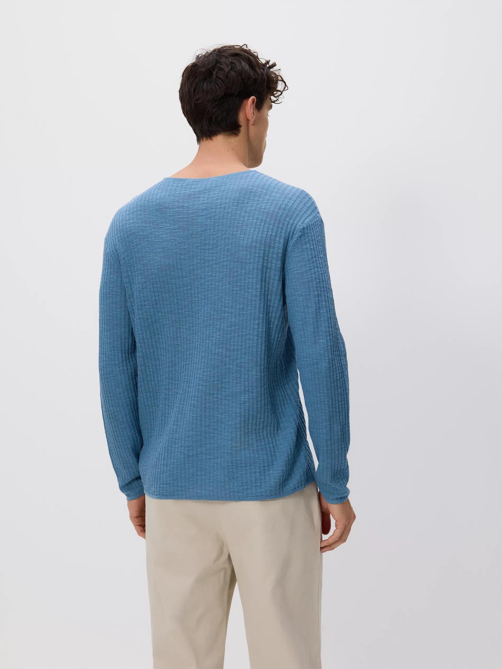 Blue Jumper In Textured Knit, Blue, large image number 3