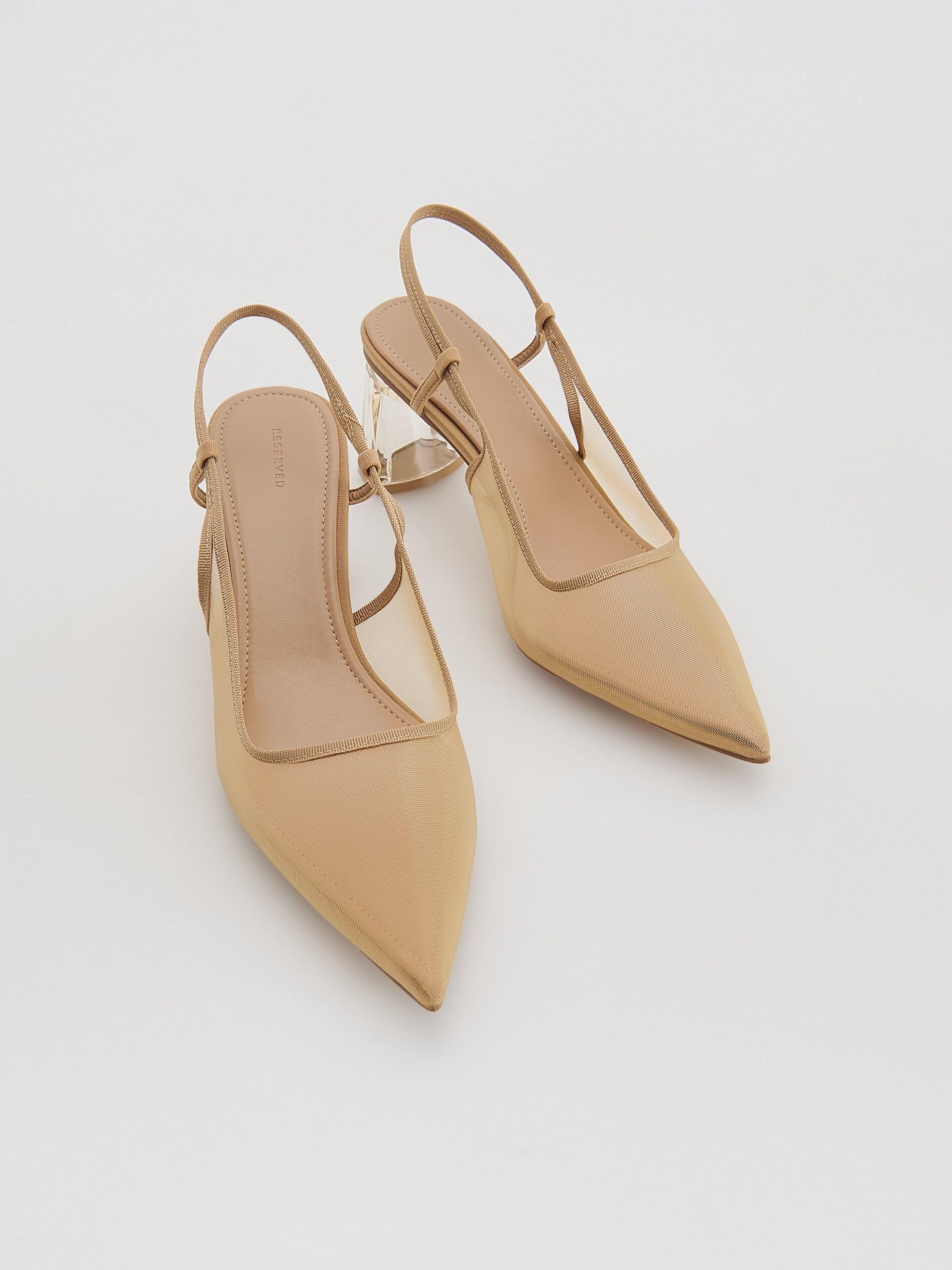 BEIGE Mesh heeled pumps, Beige, large image number 1