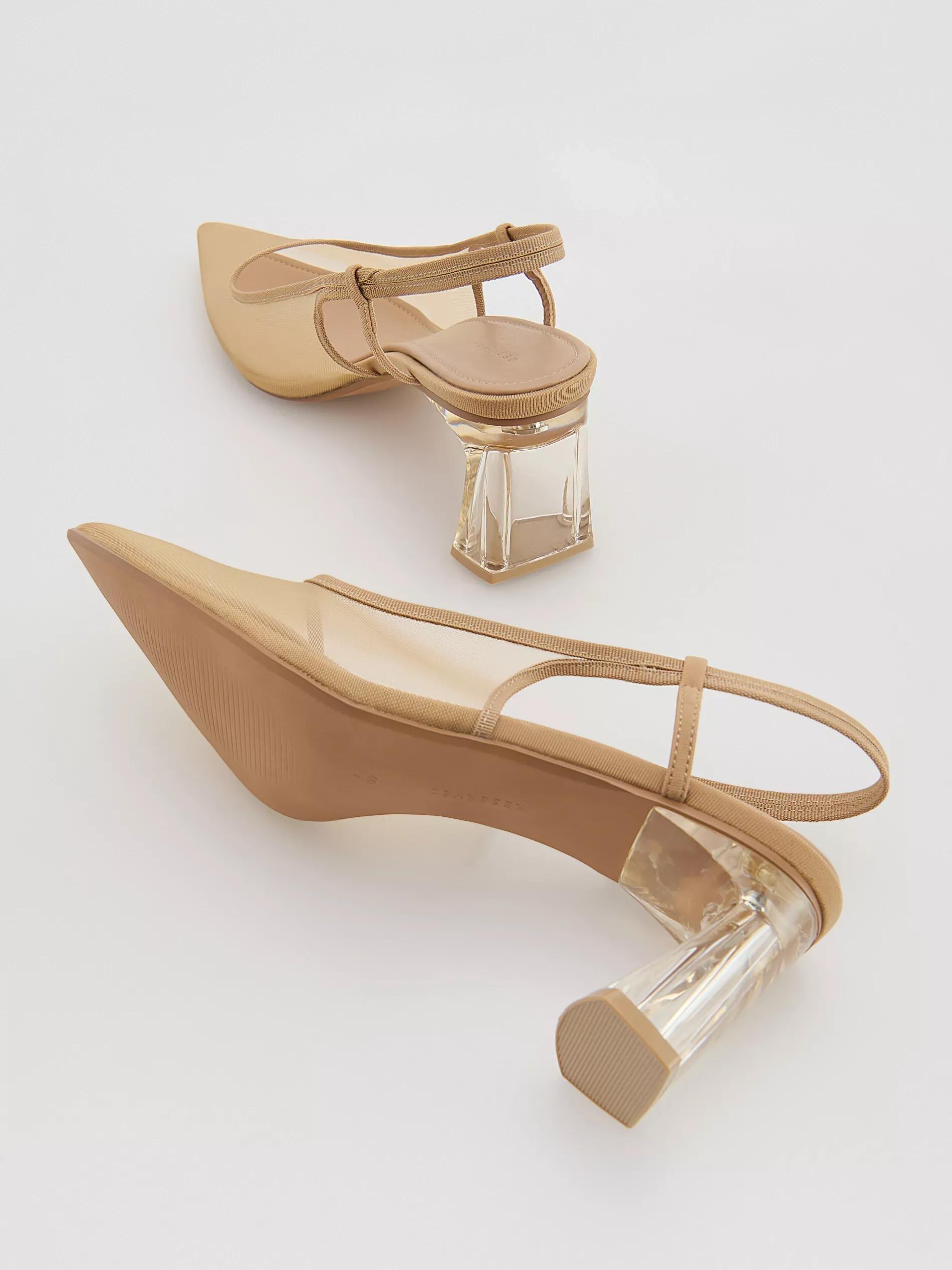 BEIGE Mesh heeled pumps, Beige, large image number 3