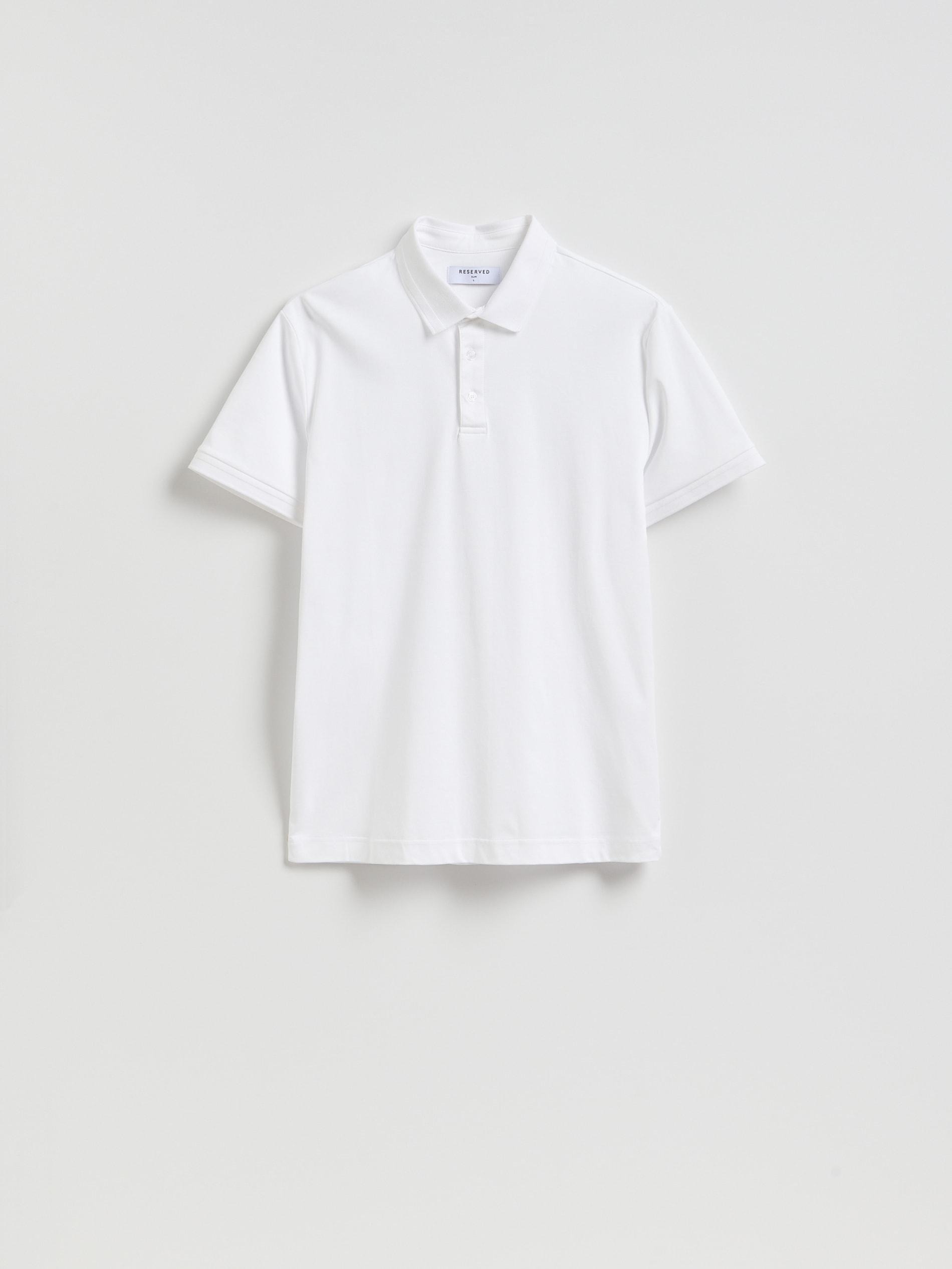 White Slim Fit Cotton Rich Polo Shirt, White, large image number 0