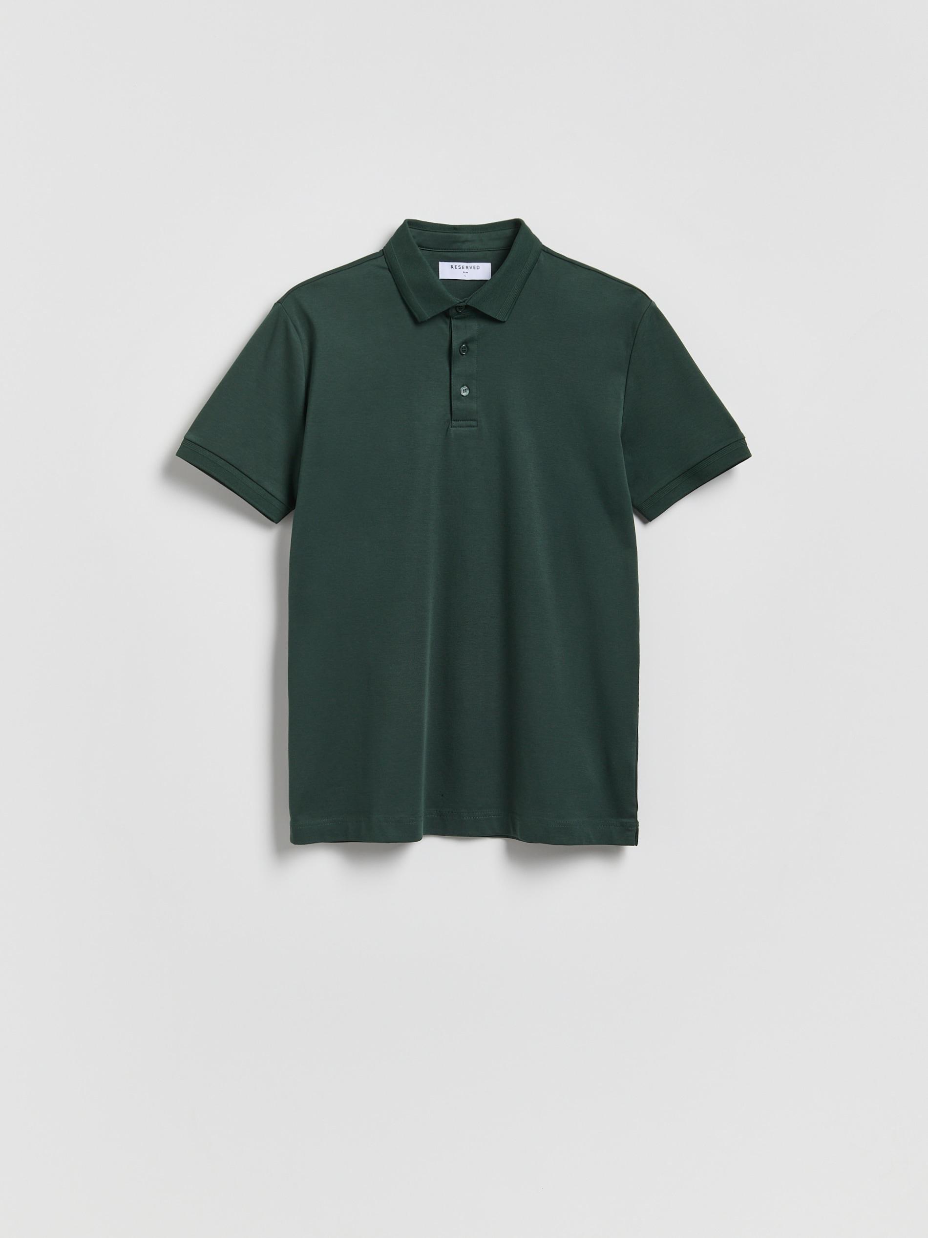 Green Slim Fit Cotton Rich Polo Shirt, Khaki, large image number 0