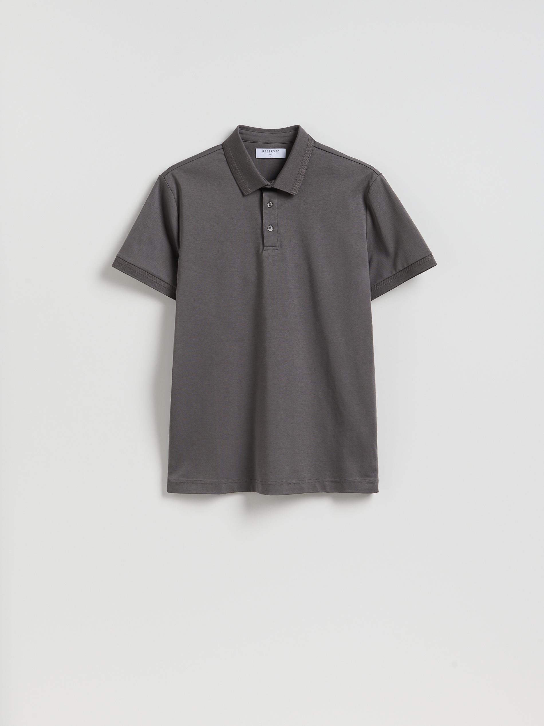 Grey Slim Fit Cotton Rich Polo Shirt, Grey, large image number 0