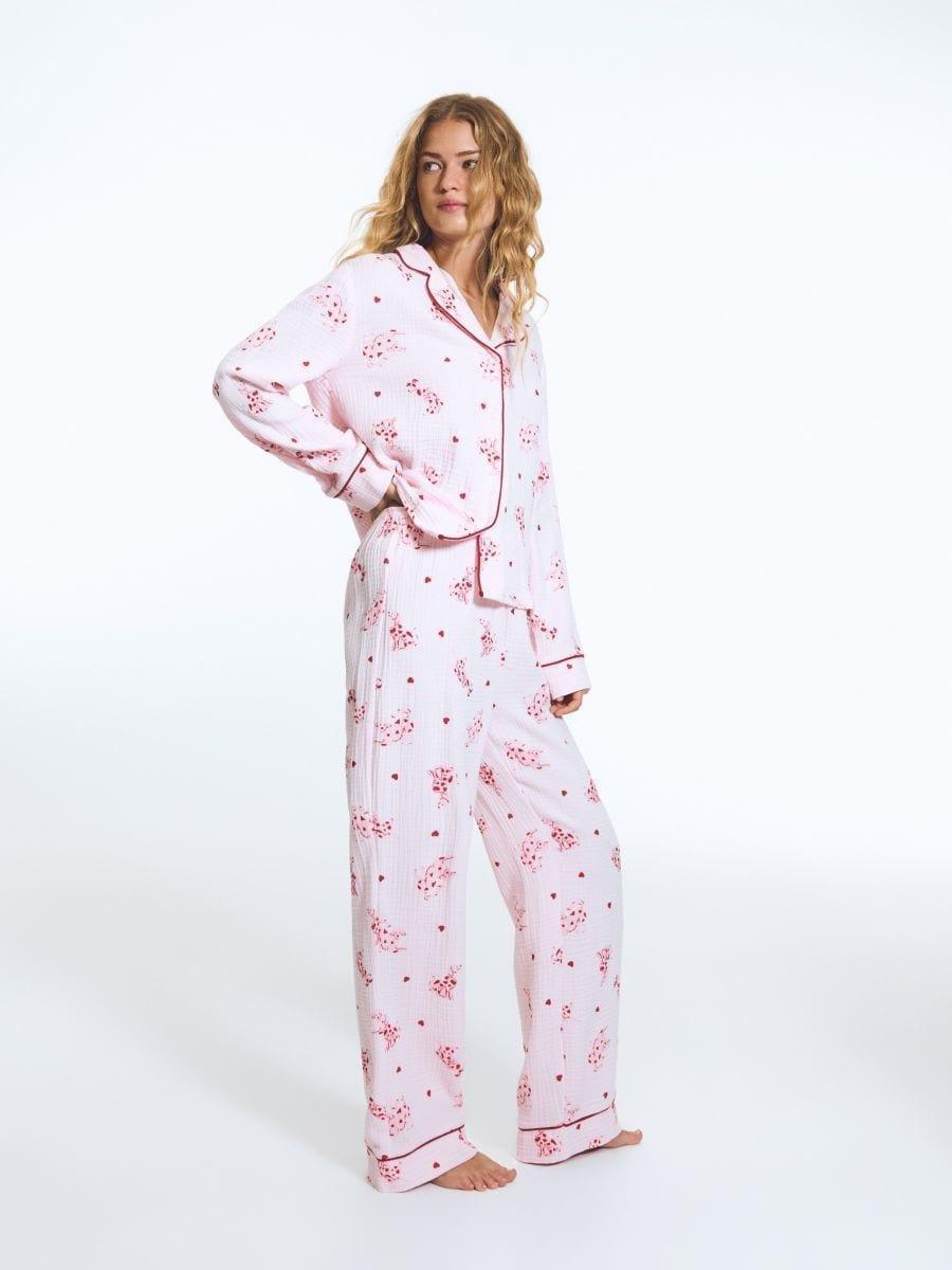Pink Patterned Two-Piece Pyjamas, Pink, medium