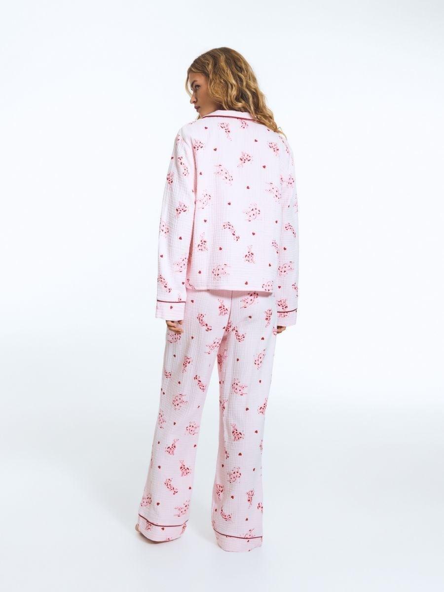 Pink Patterned Two-Piece Pyjamas, Pink, medium