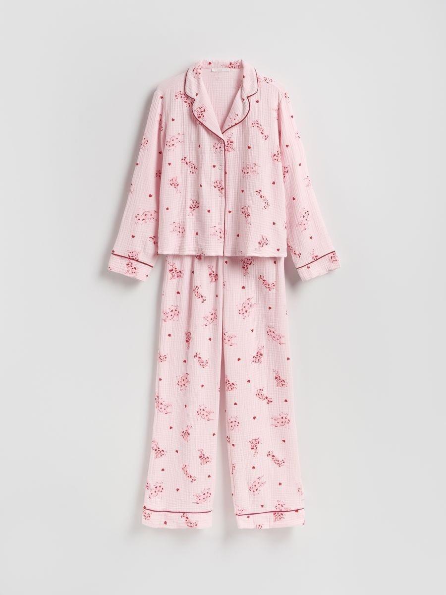 Pink Patterned Two-Piece Pyjamas, Pink, medium