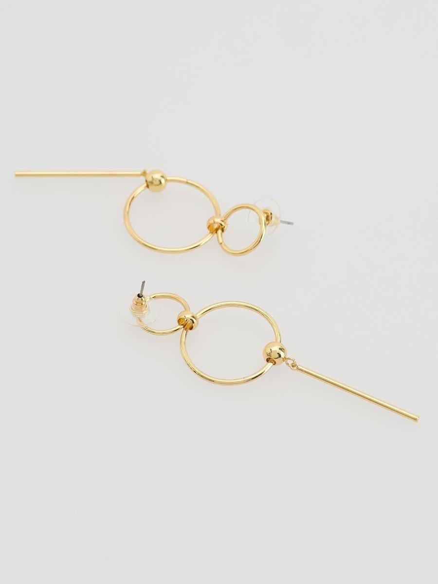 Gold Dangle Earrings, Golden, large image number 1