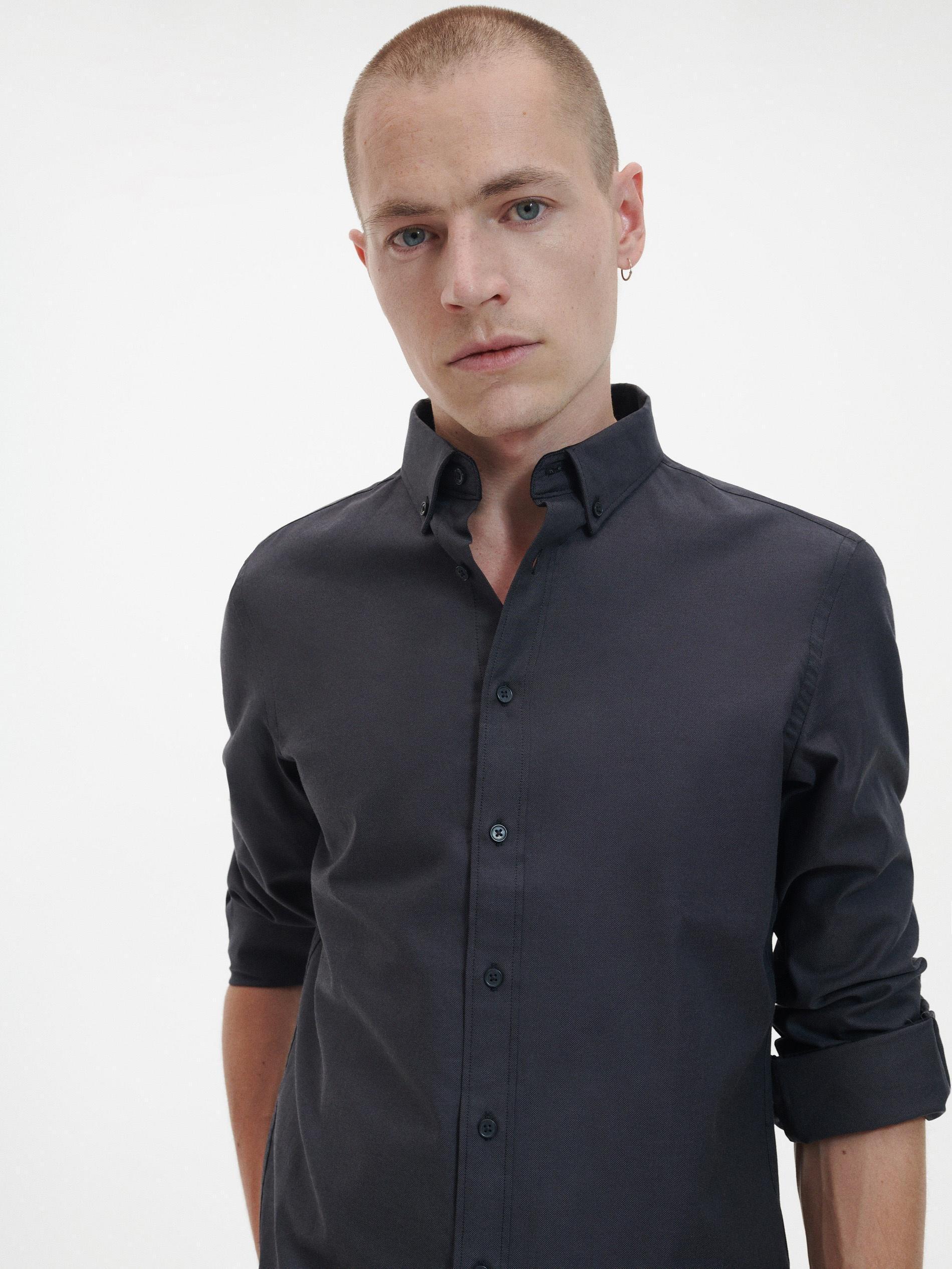 Grey Slim Fit Shirt With Patches On The Elbows, , large image number 3