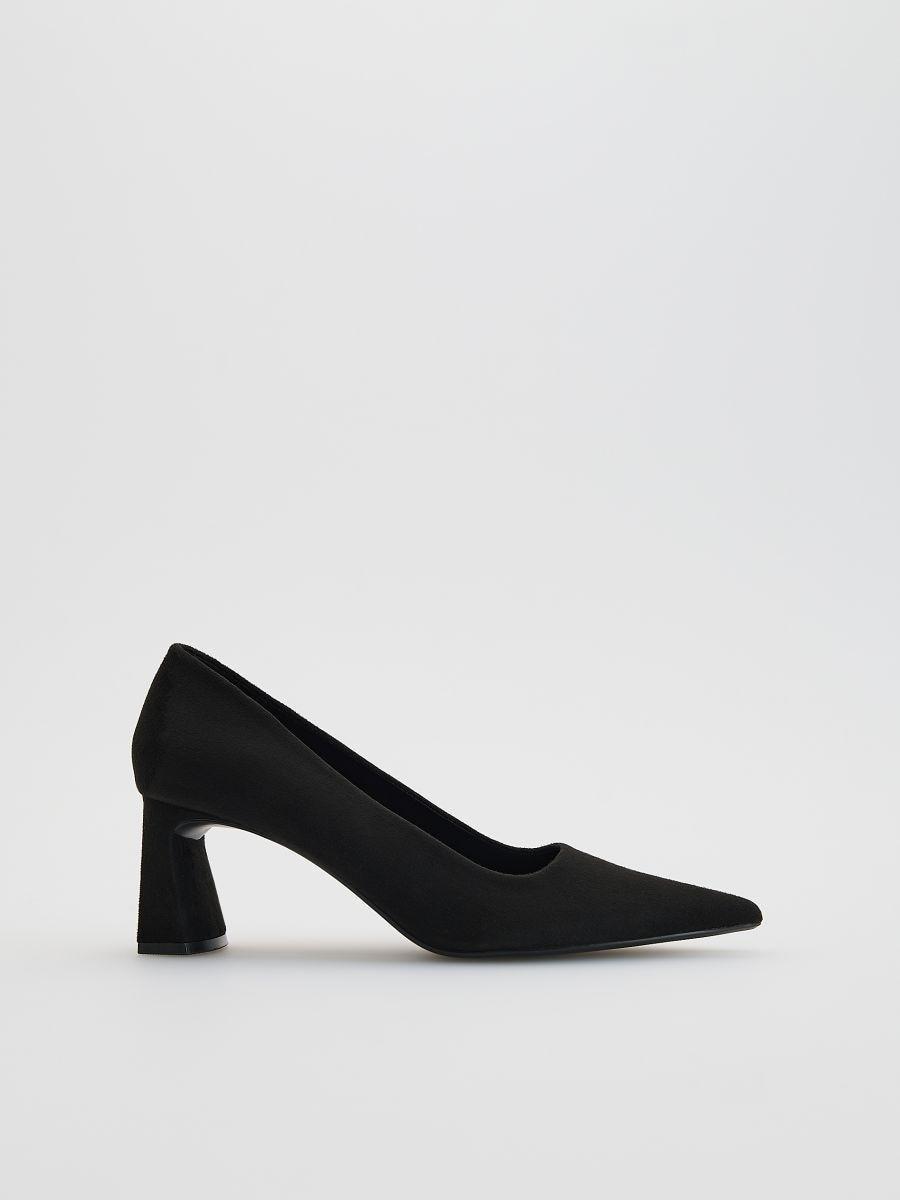 Black Block-Heel Pumps, Black, medium