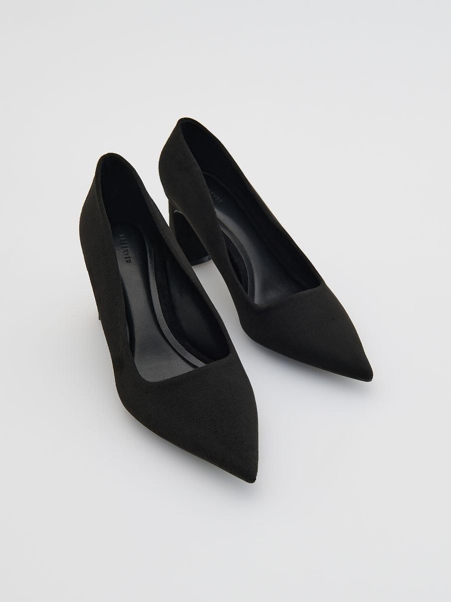 Black Block-Heel Pumps, Black, large image number 1