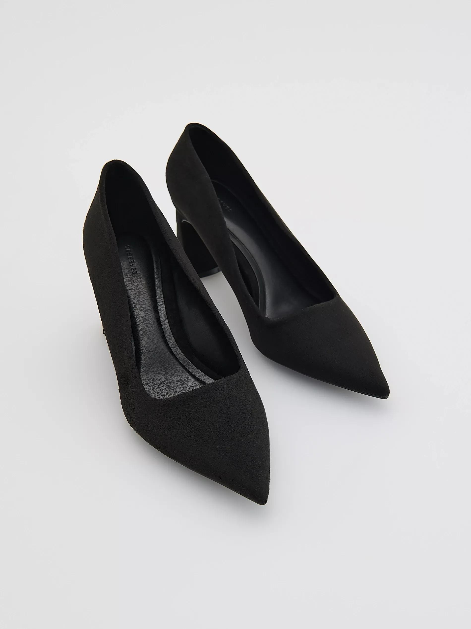 Black Block-Heel Pumps, Black, medium