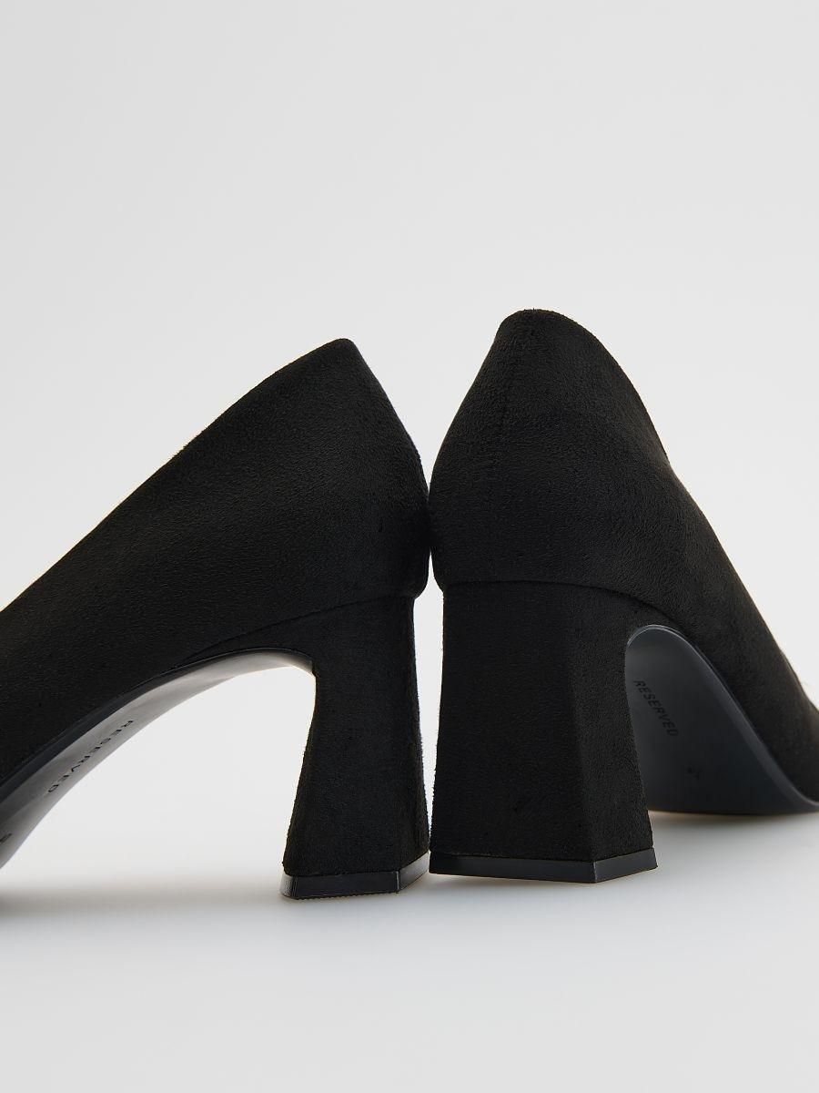 Black Block-Heel Pumps, Black, medium