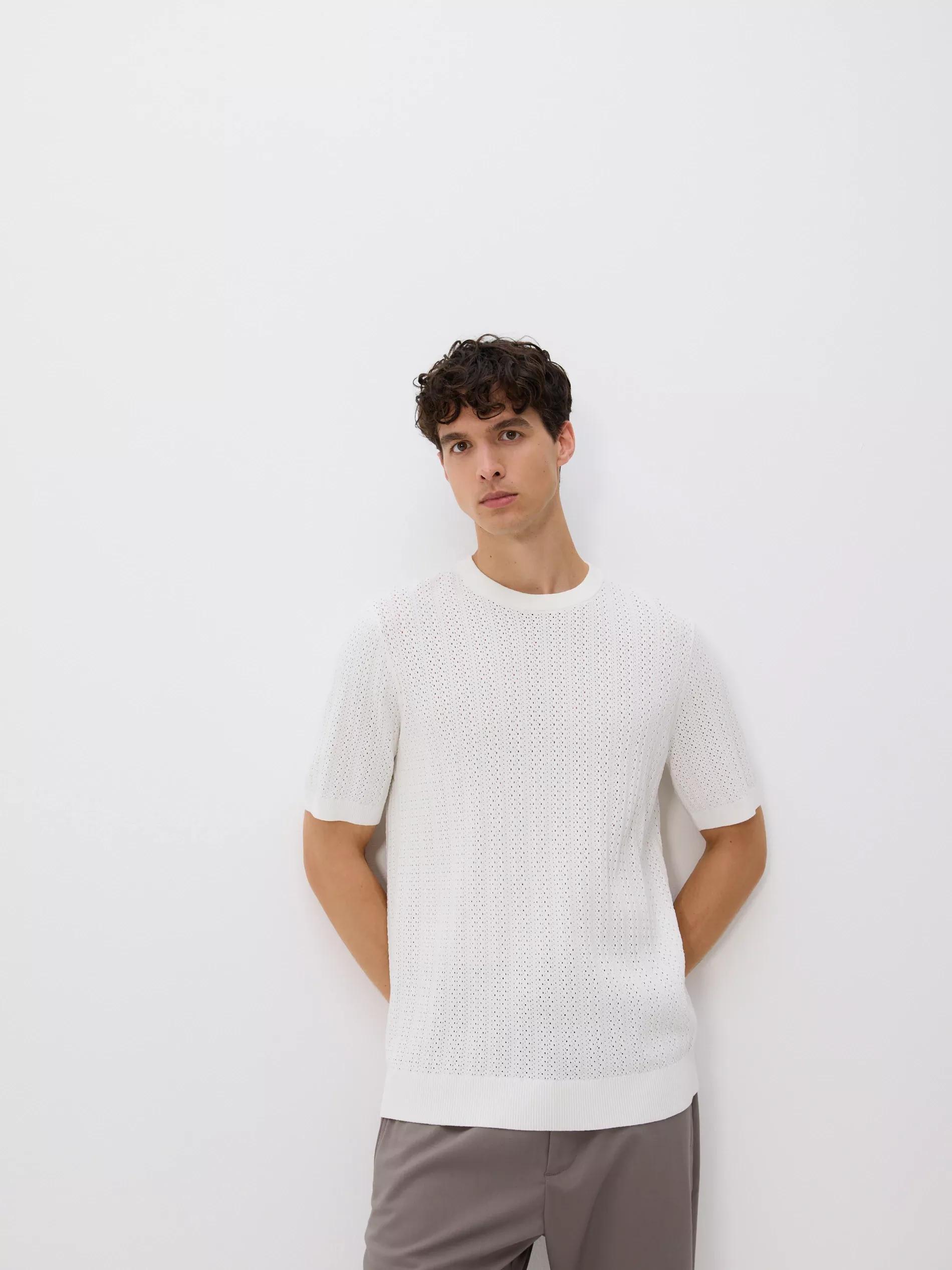 White Openwork Jumper With Viscose Blend, , medium