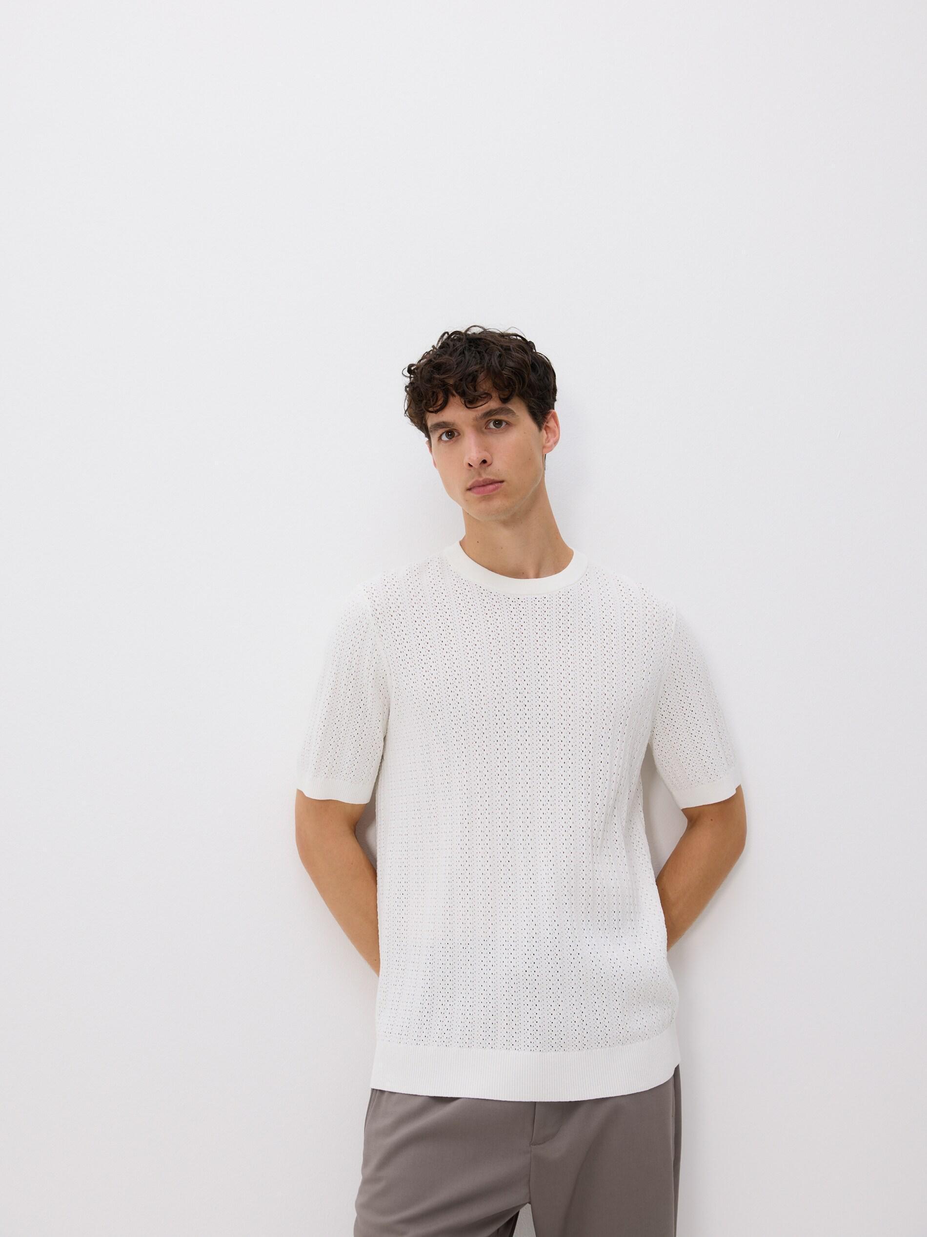 WHITE Openwork jumper with viscose blend, White, medium