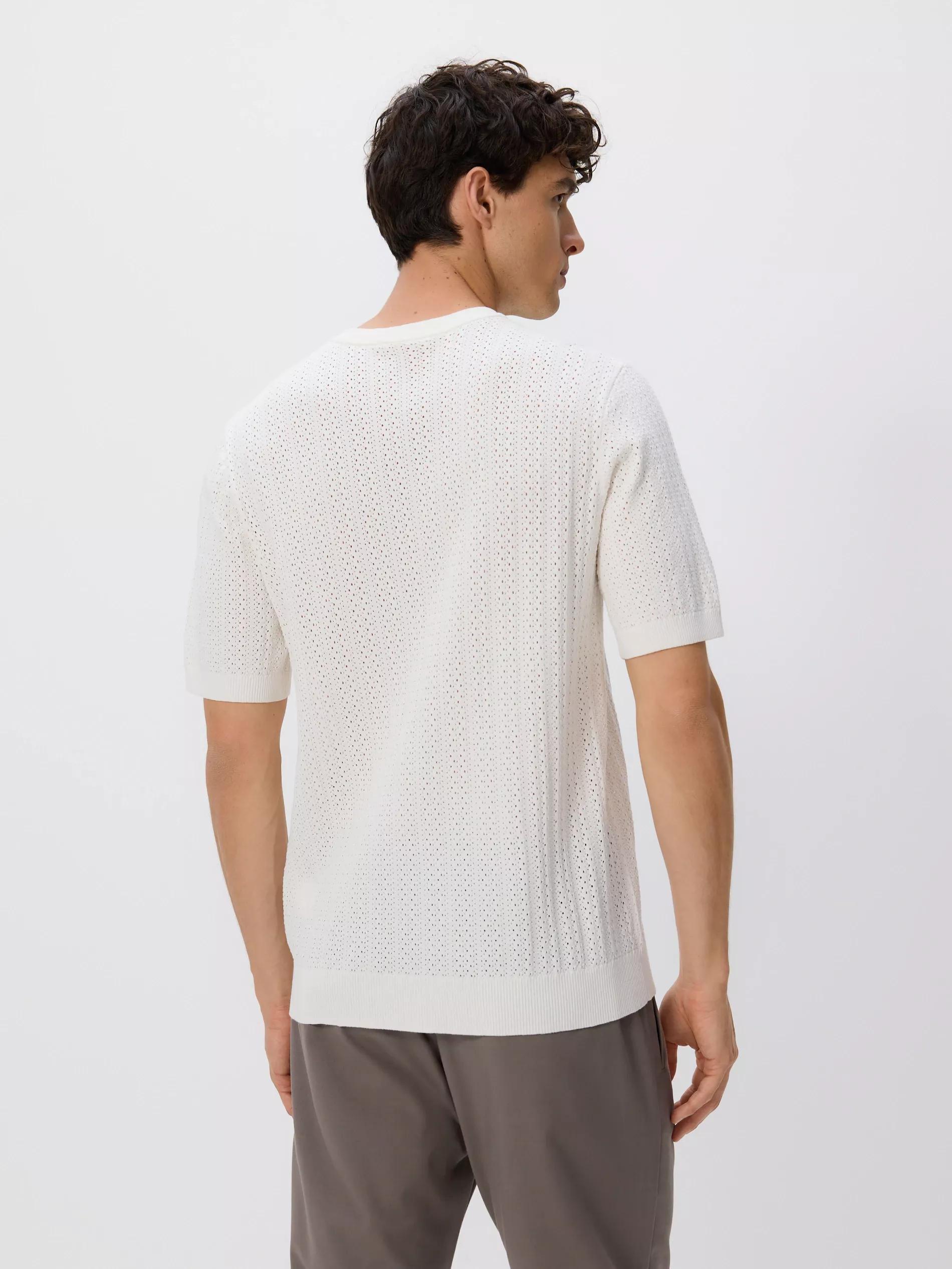 White Openwork Jumper With Viscose Blend, , large image number 3