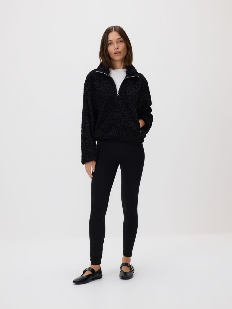 Black Cotton Rich Leggings, Black, large image number 0