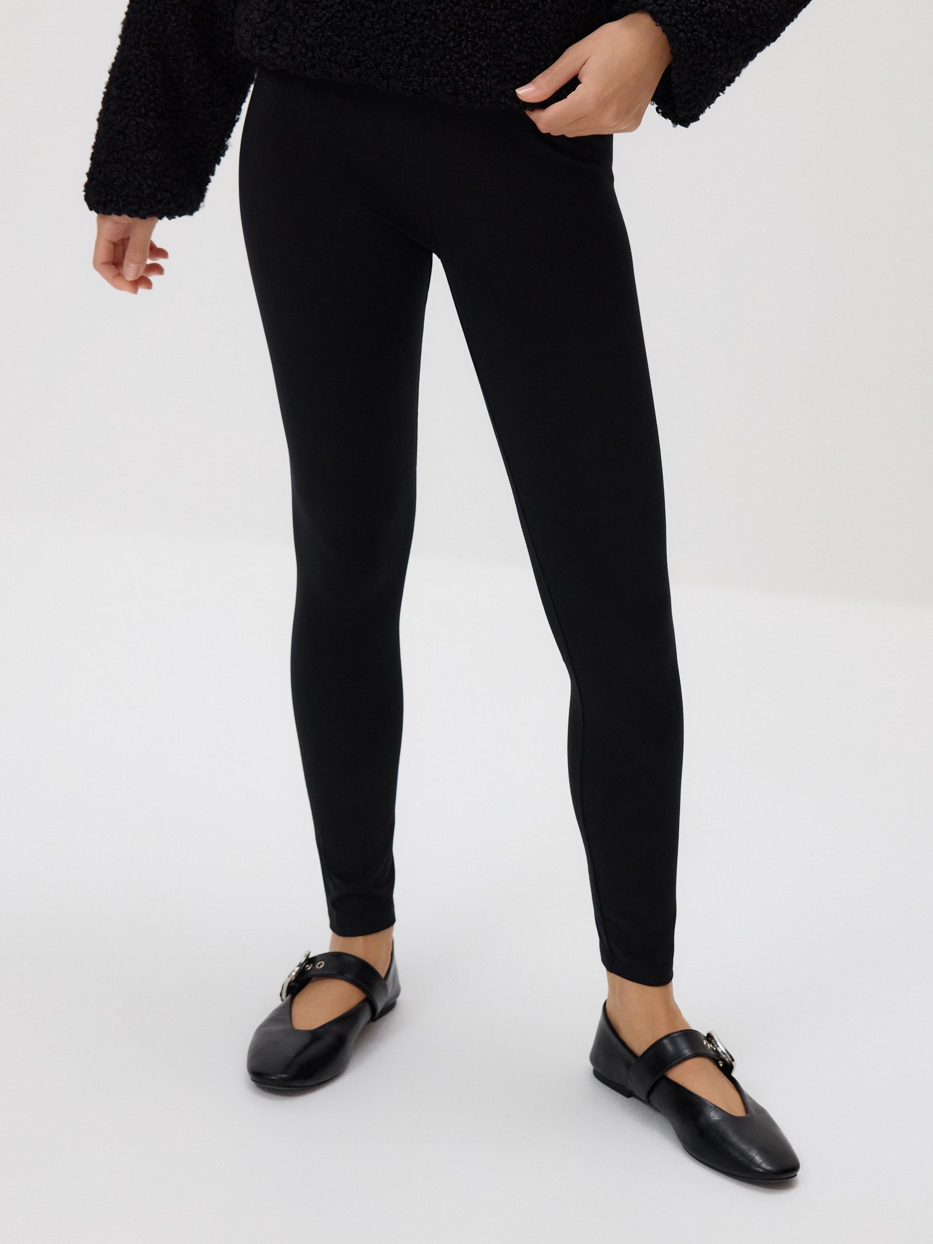 Black Cotton Rich Leggings, Black, large image number 2